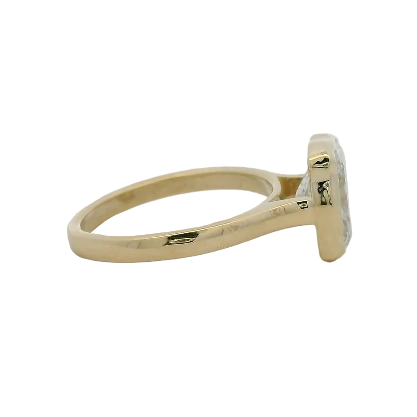 14KT Yellow Gold Organic Bezel Cushion LG Dia Engagement Ring