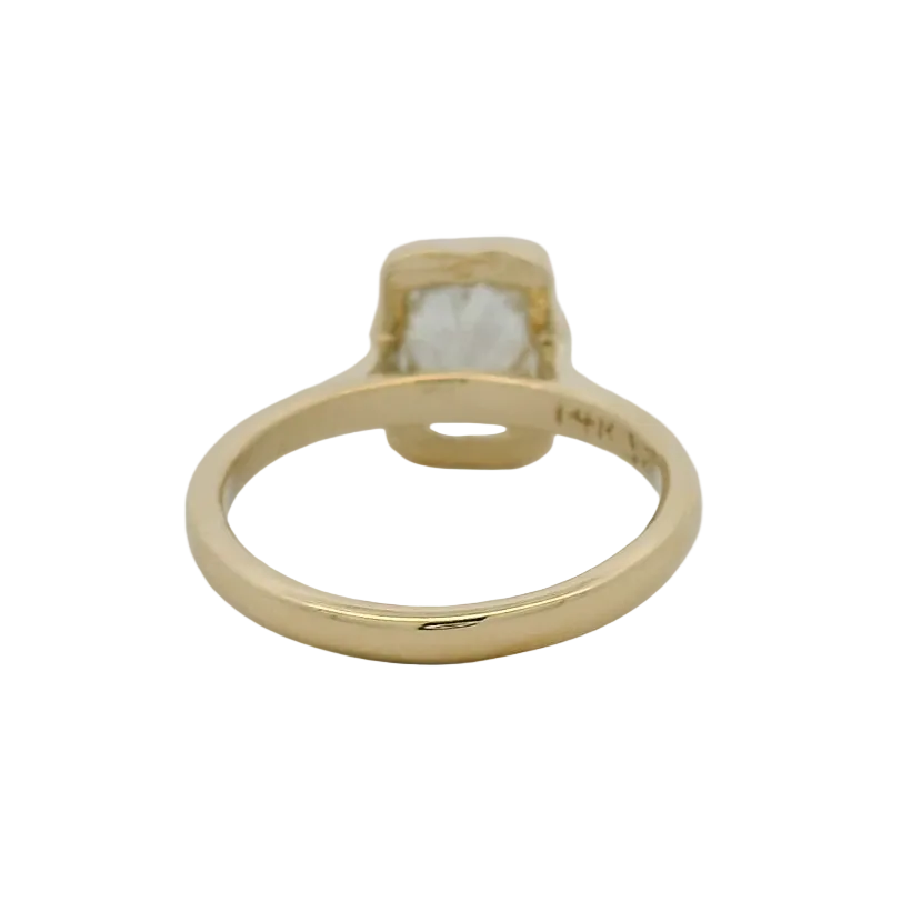 14KT Yellow Gold Organic Bezel Cushion LG Dia Engagement Ring