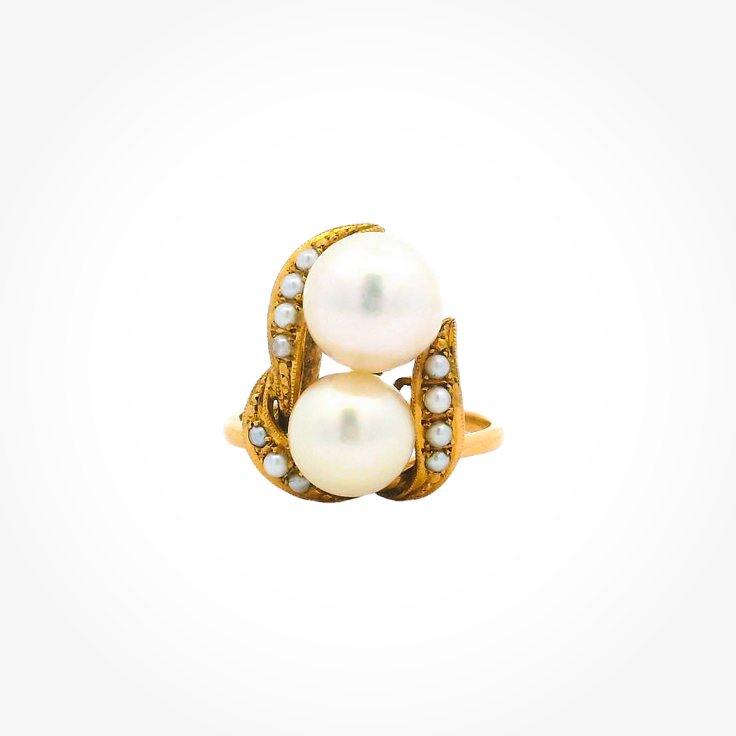 Vintage 18KYG Pearl Ring