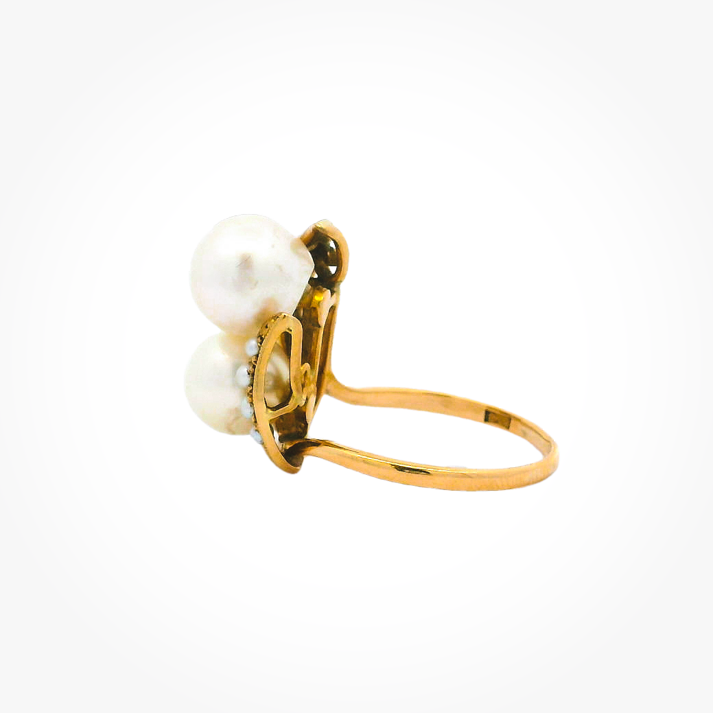 Vintage 18KYG Pearl Ring