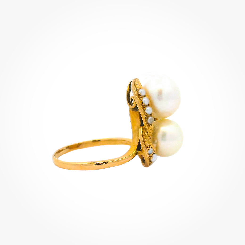 Vintage 18KYG Pearl Ring