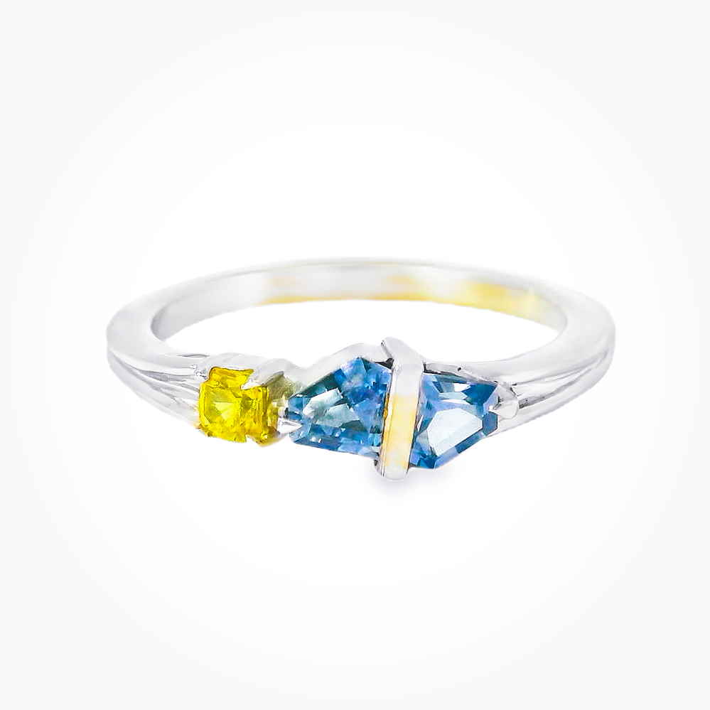 Elegant White Gold Ring with Gemstones
