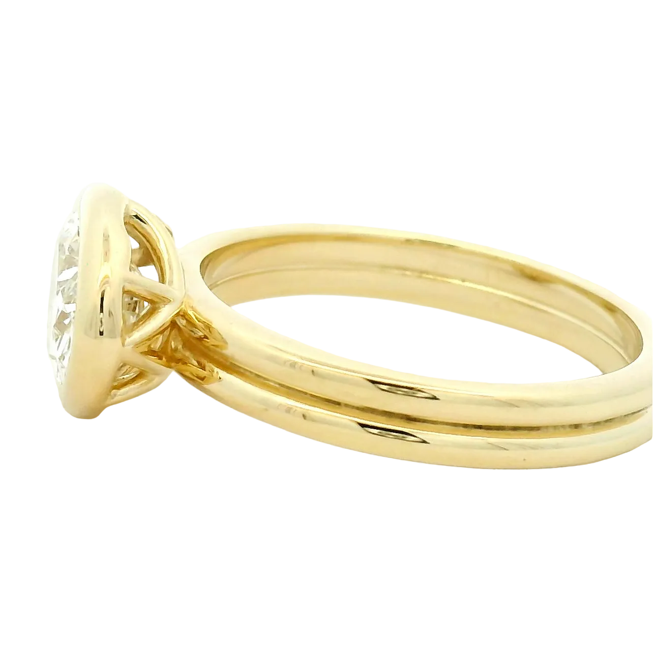 East-West Bezel Set Oval Diamond Solitaire Ring in Yellow Gold