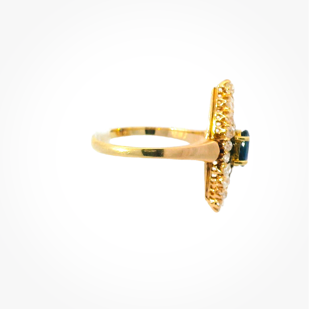 Vintage 18KRG Navette Sapphire and Diamond Ring