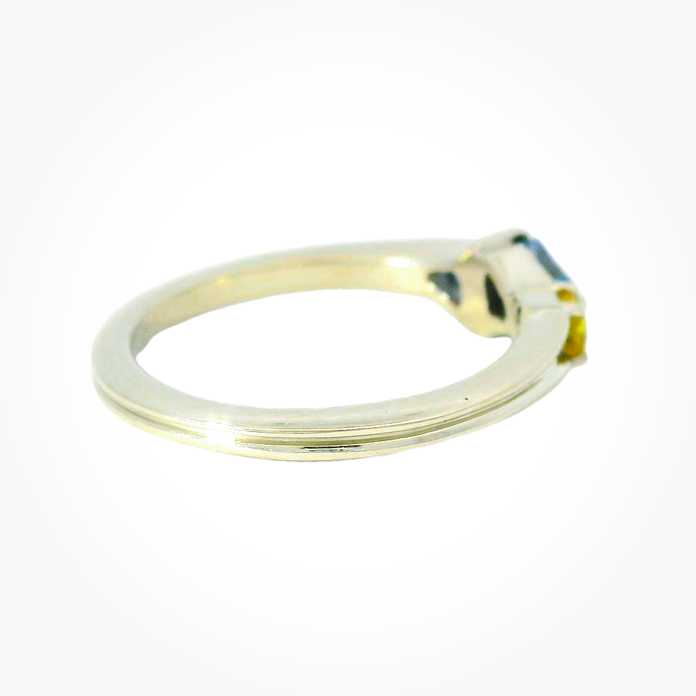 Elegant White Gold Ring with Gemstones