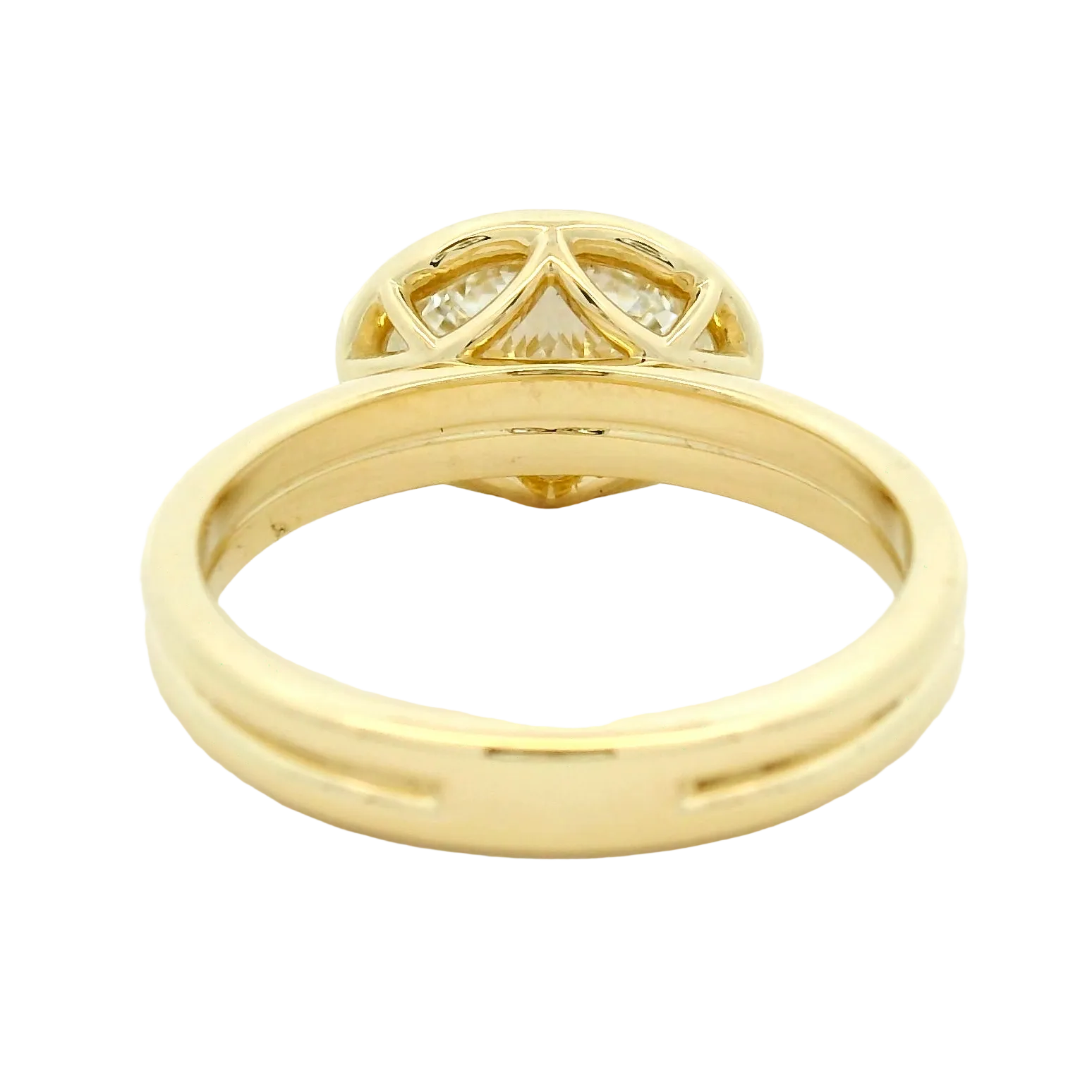 East-West Bezel Set Oval Diamond Solitaire Ring in Yellow Gold