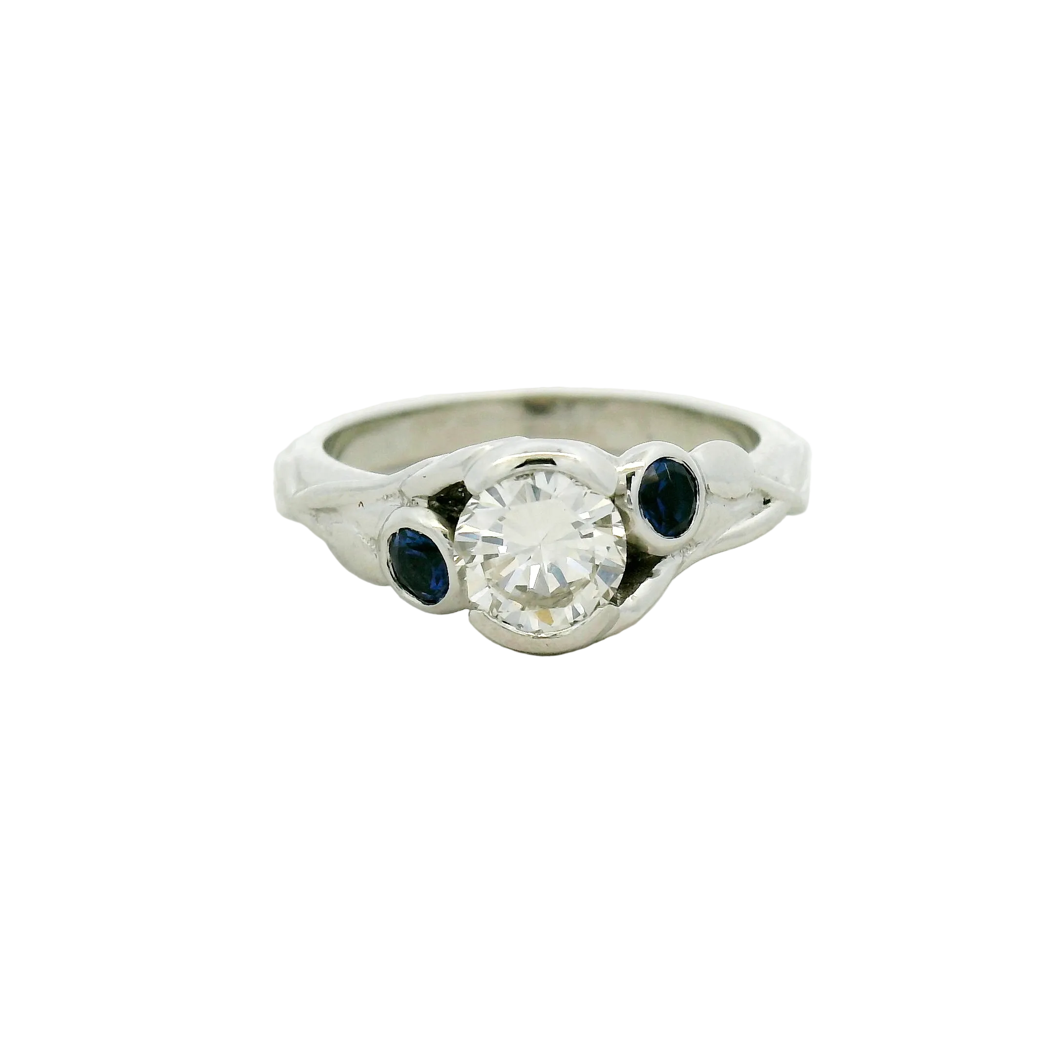 Platinum custom made engagement ring with a floral pattern