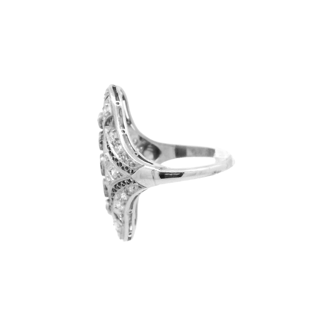 Vintage Platinum Filigree Fashion Ring