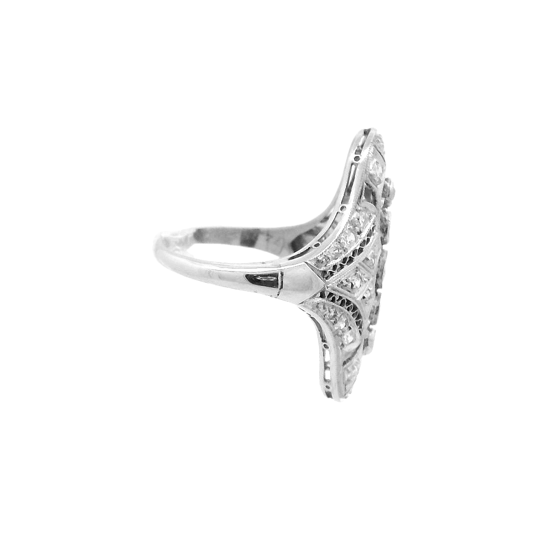 Vintage Platinum Filigree Fashion Ring