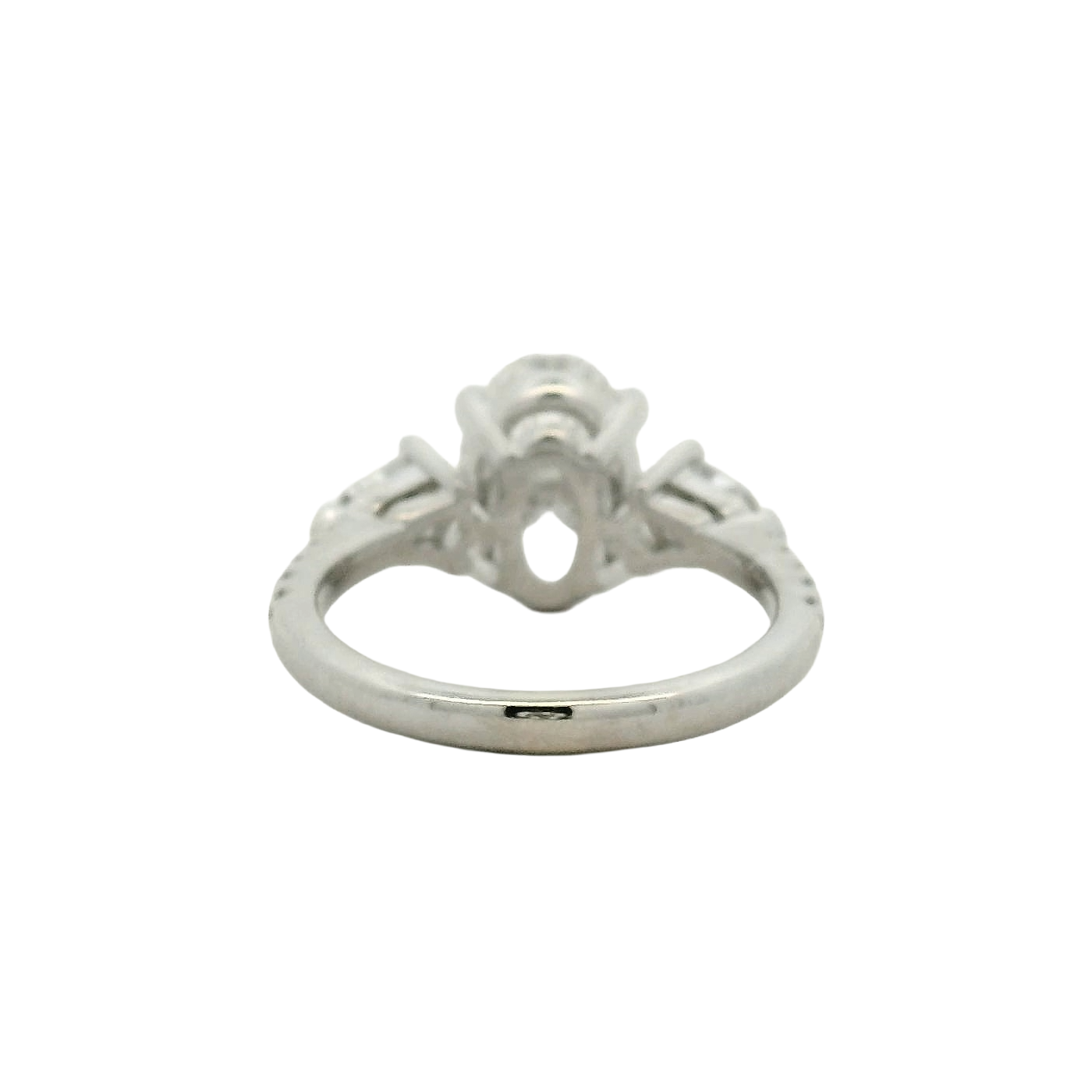 Oval Diamond Three-Stone Ring in White Gold