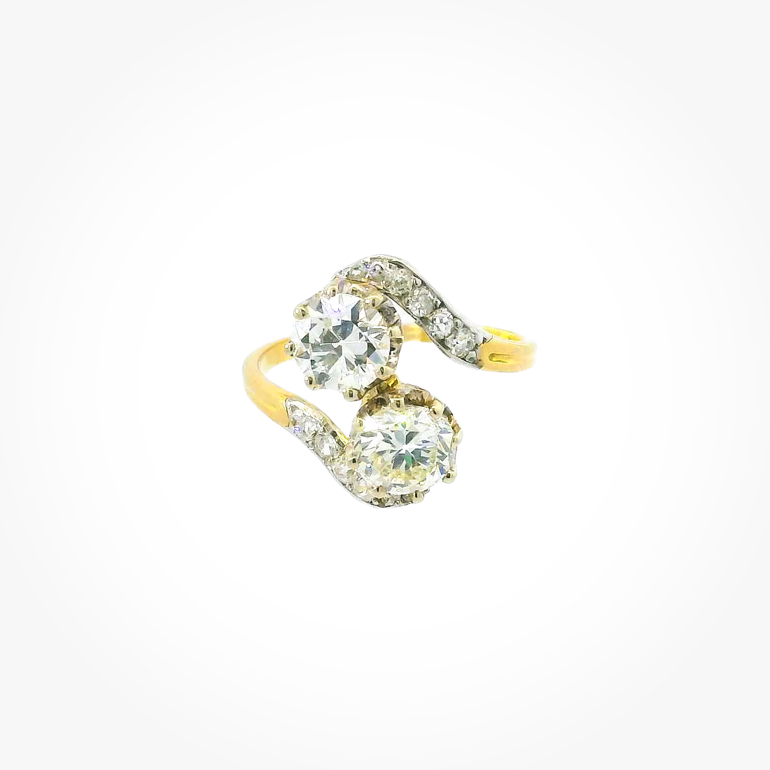 Vintage 18KYG & Platinum Diamond Ring