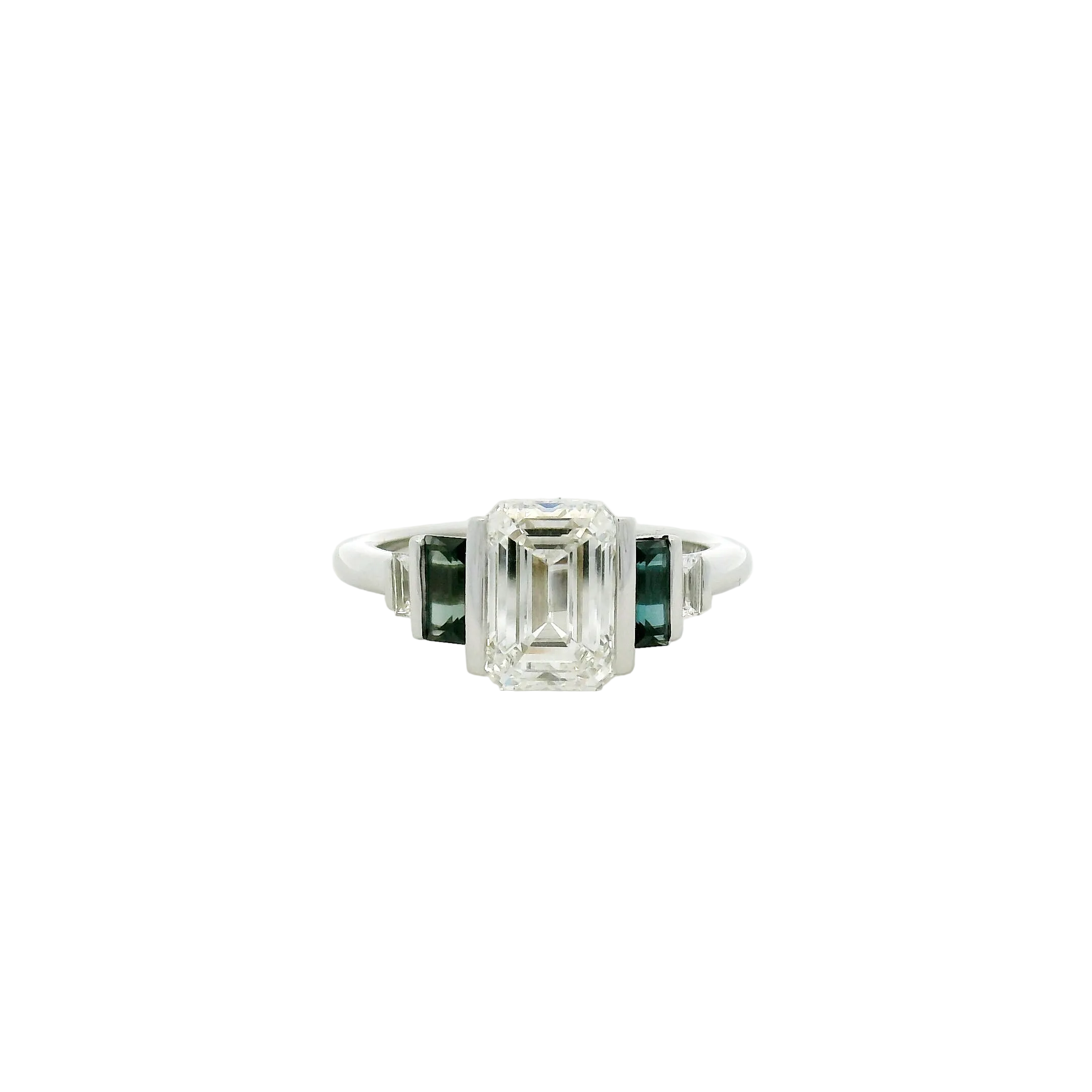 Emerald Cut Diamond Multistone Ring in White Gold