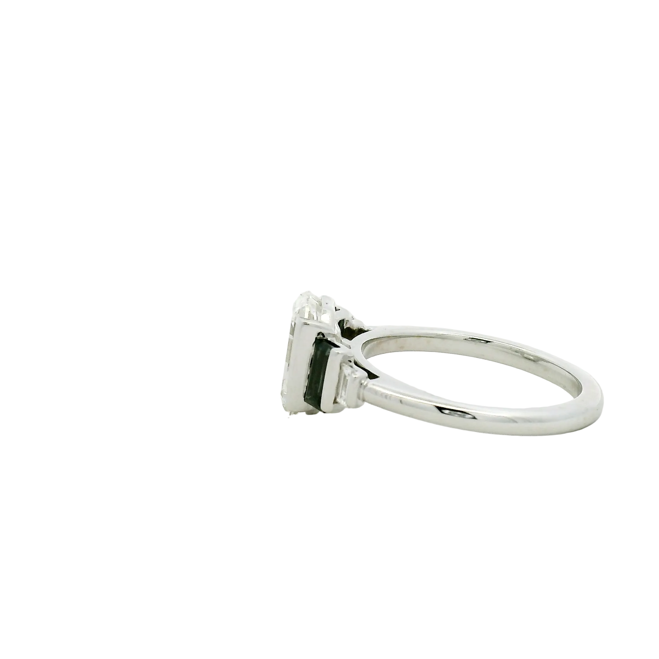 Emerald Cut Diamond Multistone Ring in White Gold
