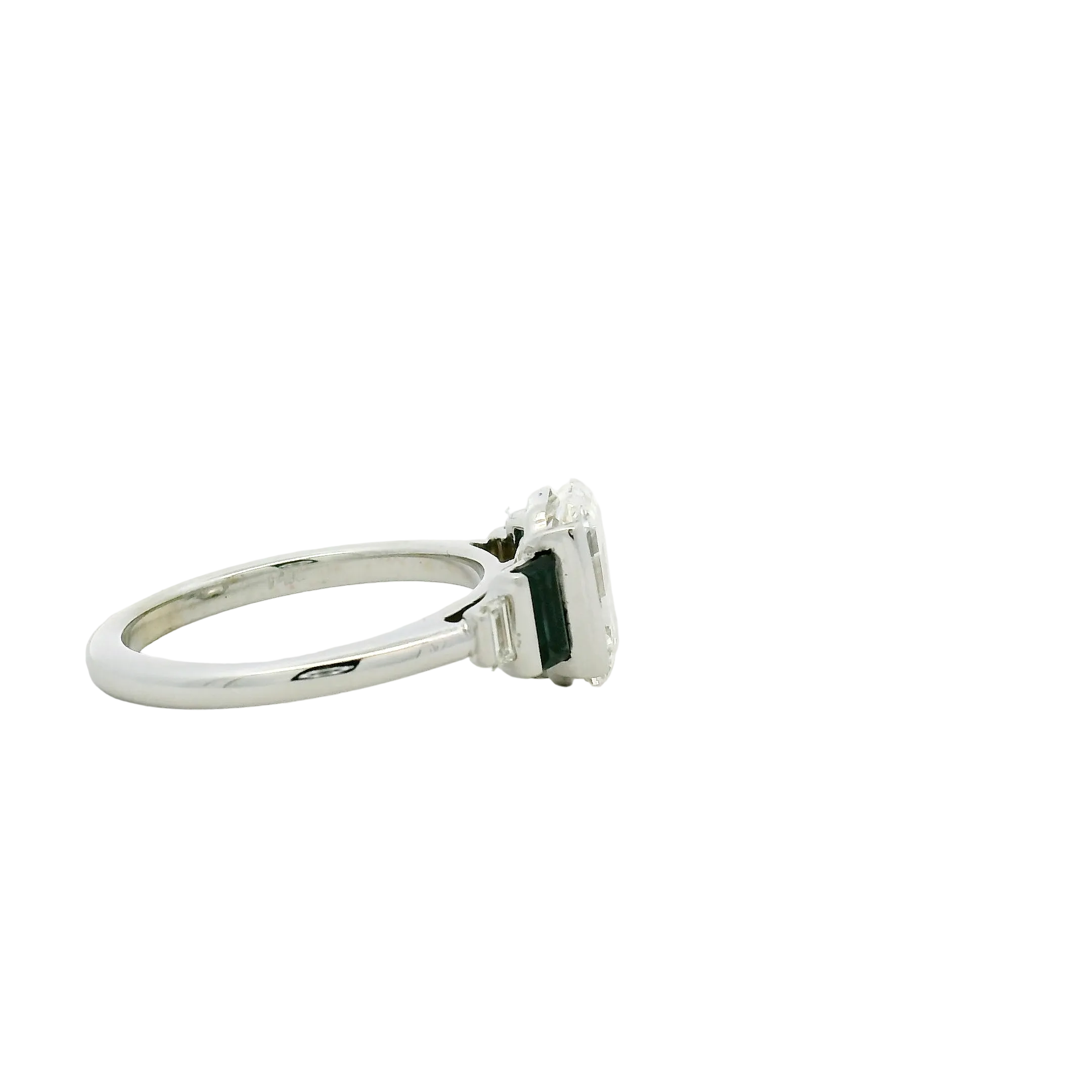 Emerald Cut Diamond Multistone Ring in White Gold