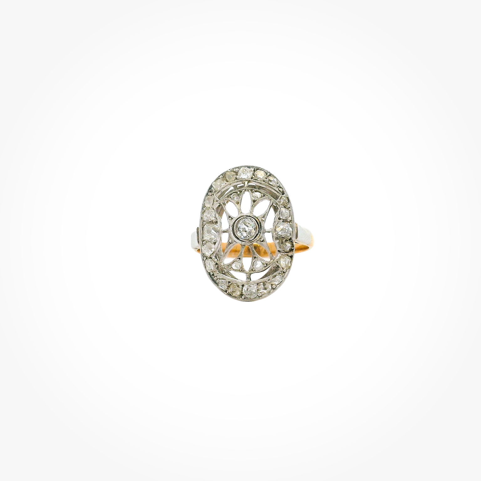 Vintage 18KYG & Platinum Diamond Ring