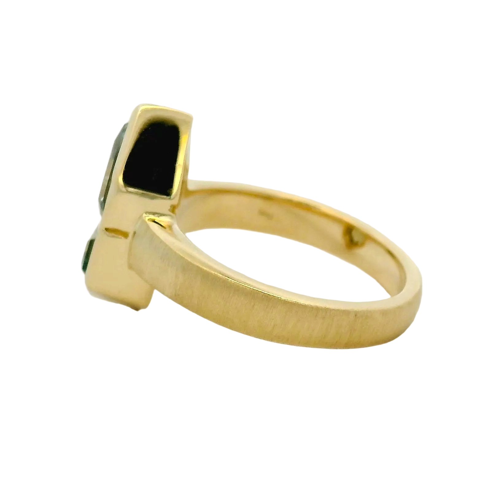 Two-Stone Geometric Sapphire Ring in Yellow Gold