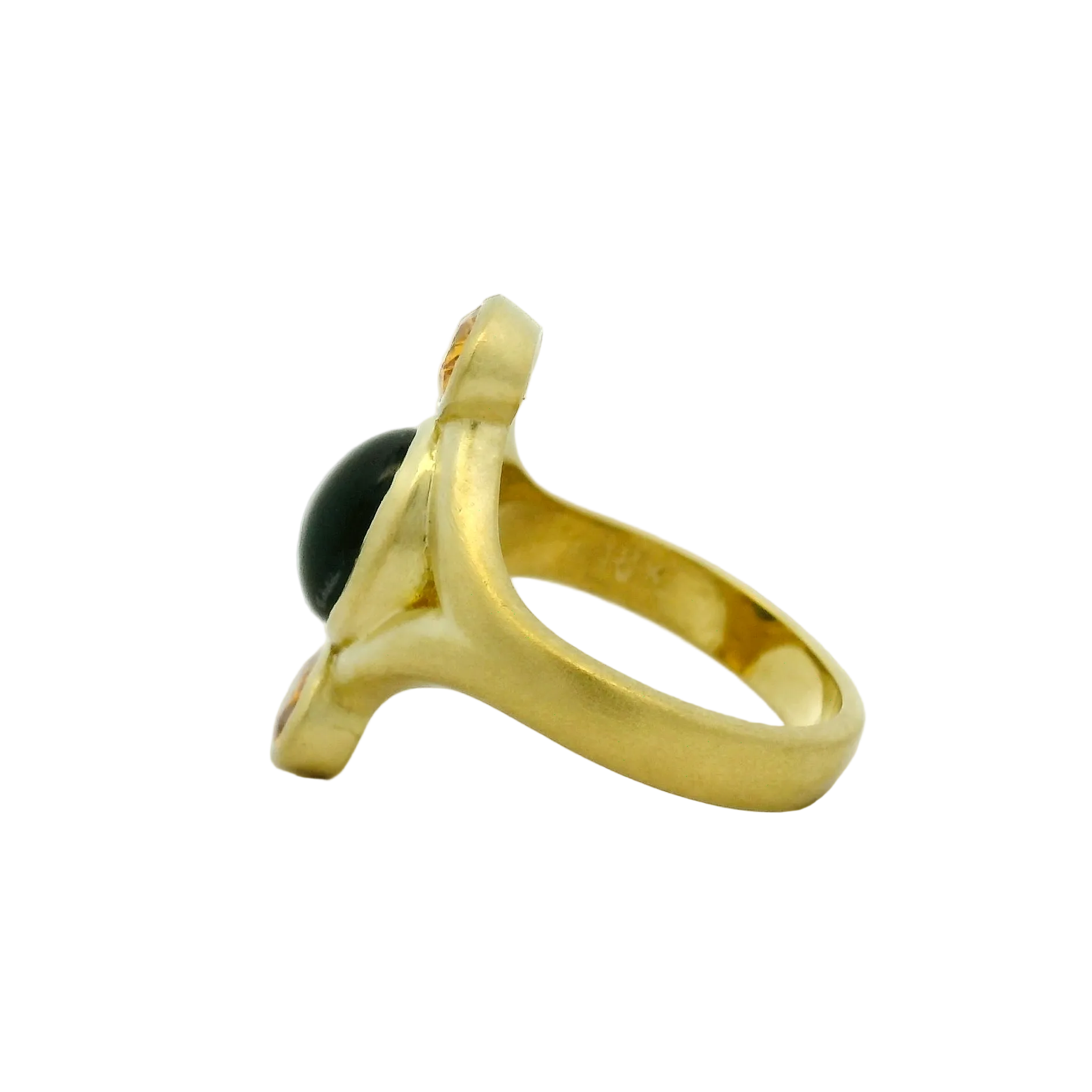 Deep Blue Sapphire and Yellow Gemstone Ring in Yellow Gold