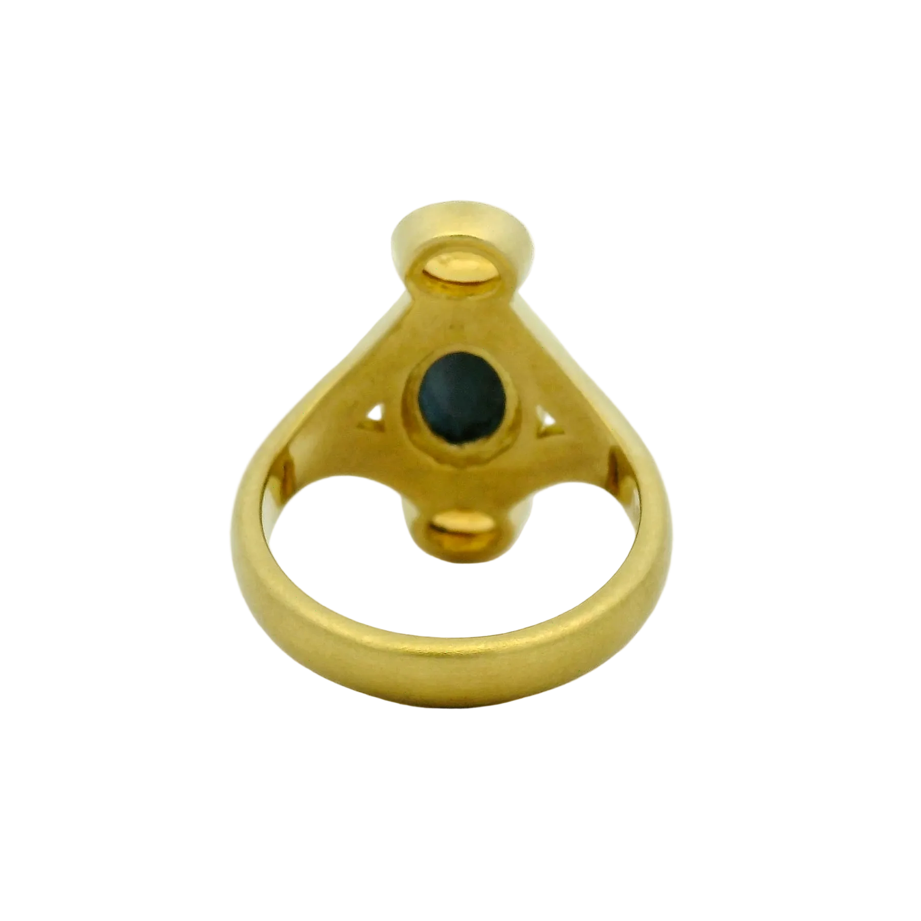 Deep Blue Sapphire and Yellow Gemstone Ring in Yellow Gold
