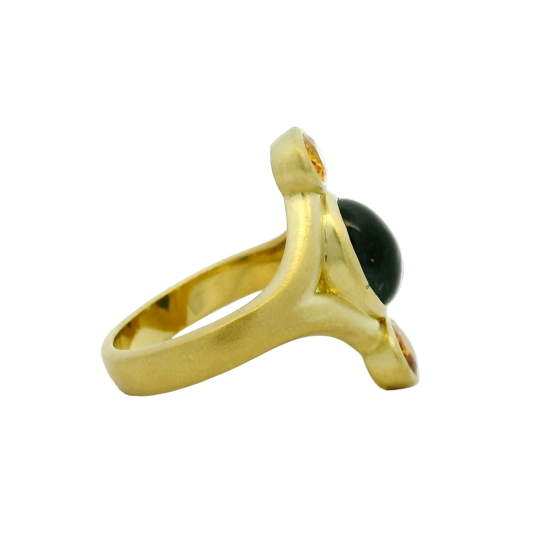 Deep Blue Sapphire and Yellow Gemstone Ring in Yellow Gold