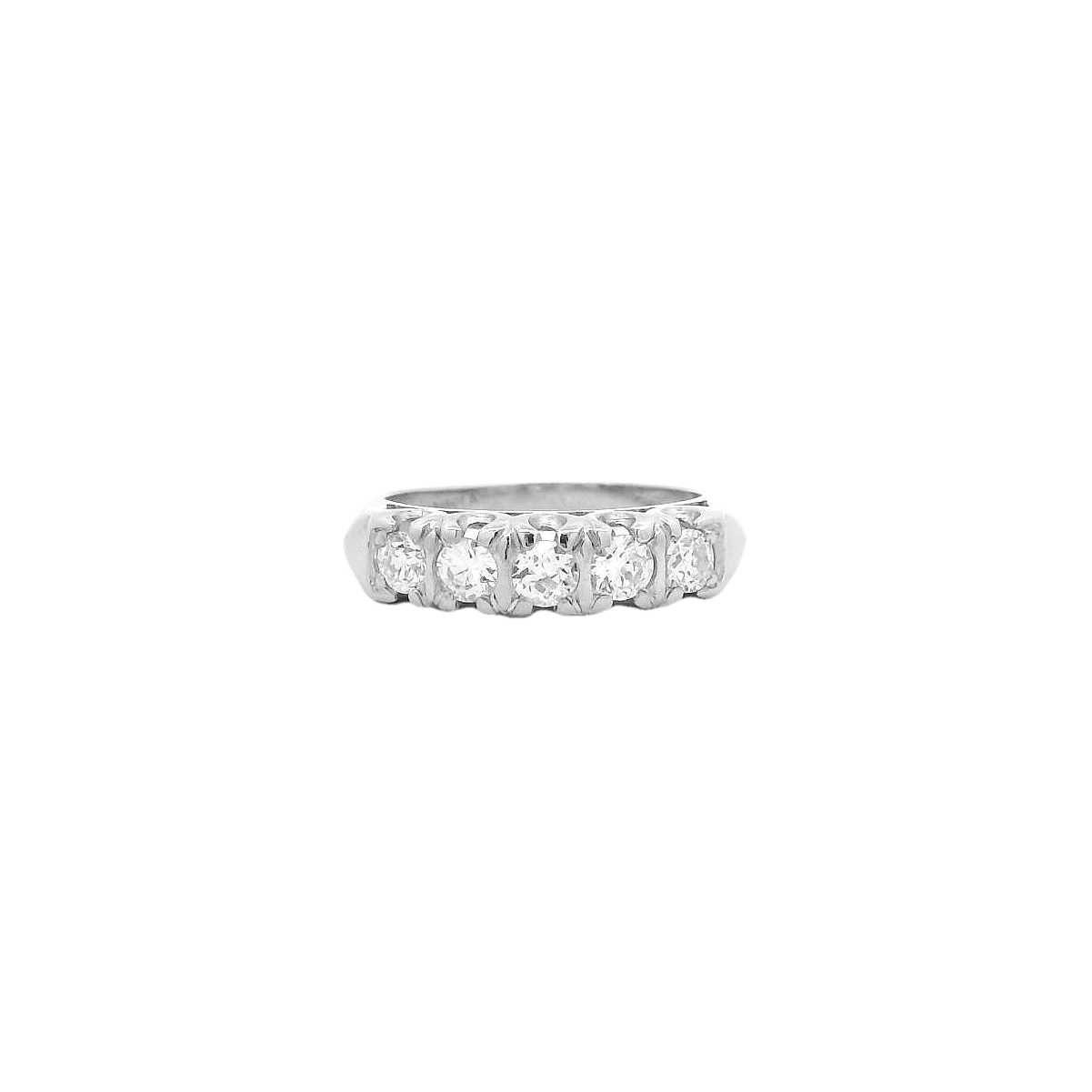 Vintage Platinum Prong Set Wedding Band