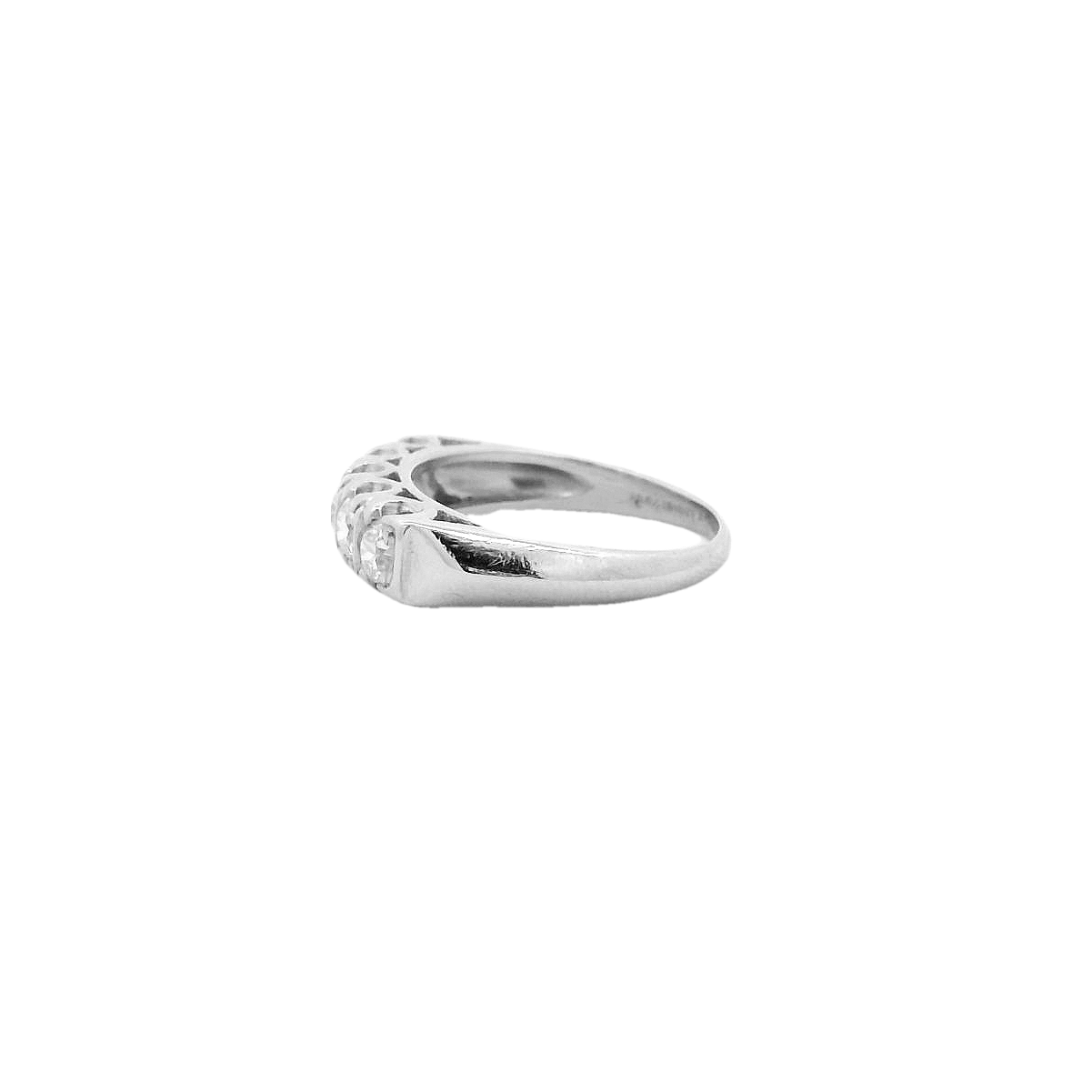Vintage Platinum Prong Set Wedding Band