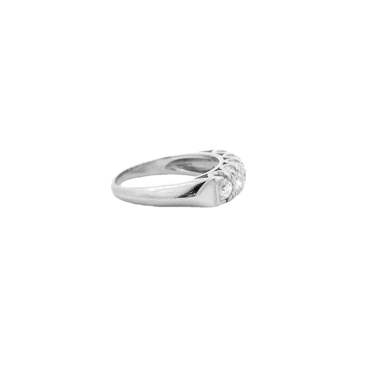 Vintage Platinum Prong Set Wedding Band