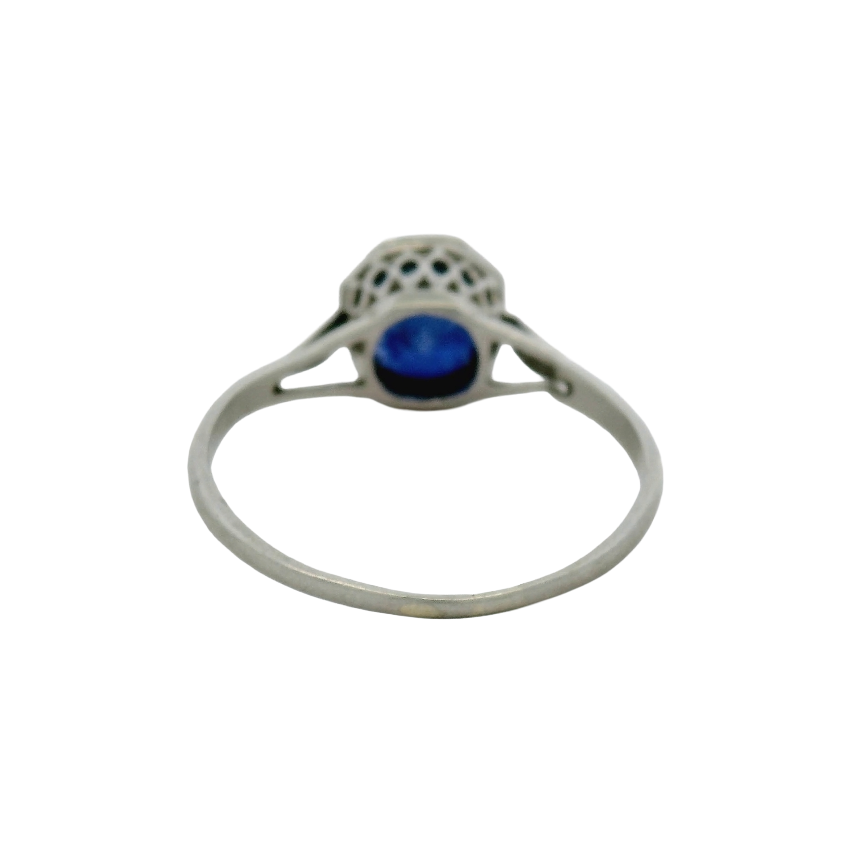Platinum Royal Blue Sapphire Octagonal Bezel Solitaire Ring