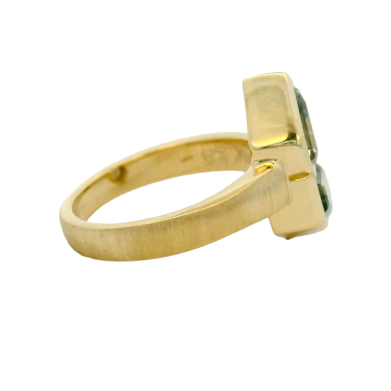 Two-Stone Geometric Sapphire Ring in Yellow Gold