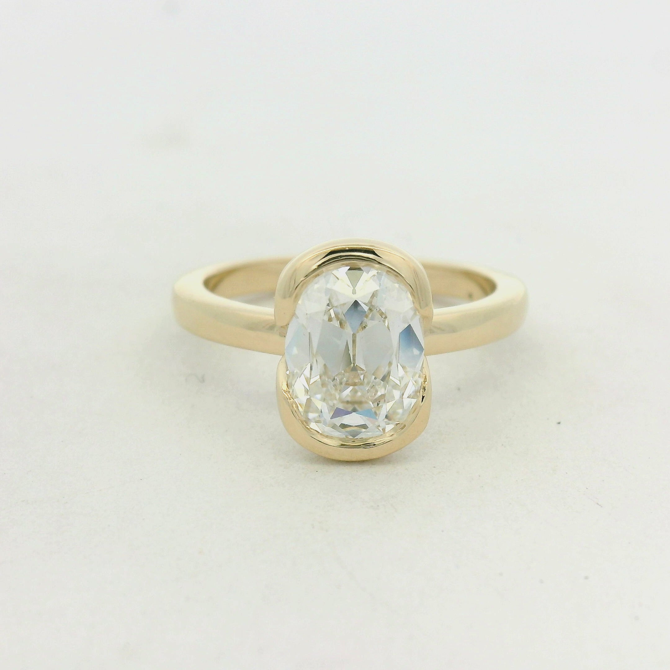 Yellow Gold Solitaire Half Bezel Engagement Ring