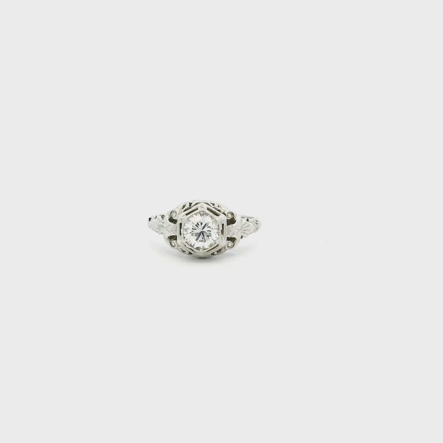 Vintage 18KWG Engagement Ring