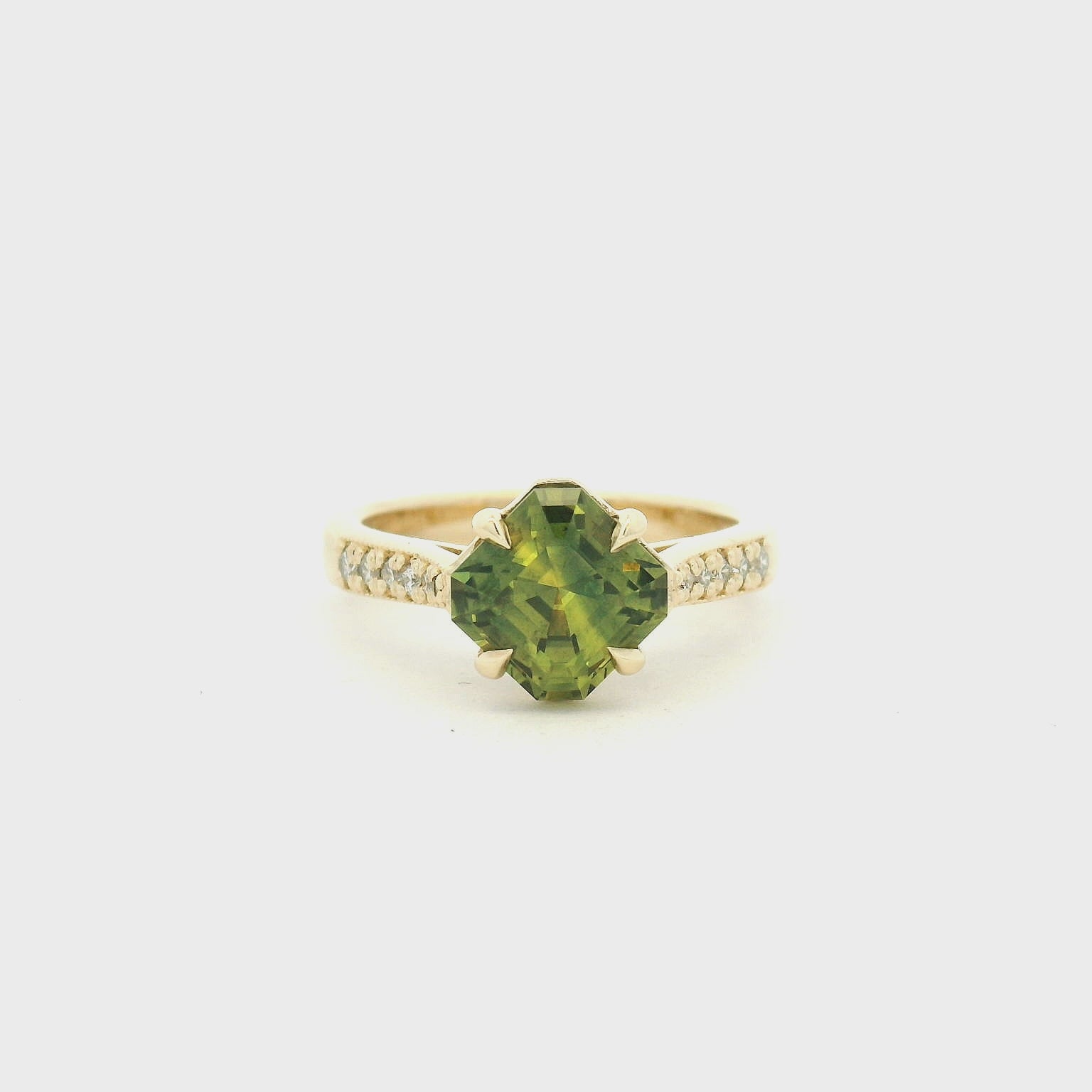14k Yellow Gold Bi-Color Sapphire Engagement Ring