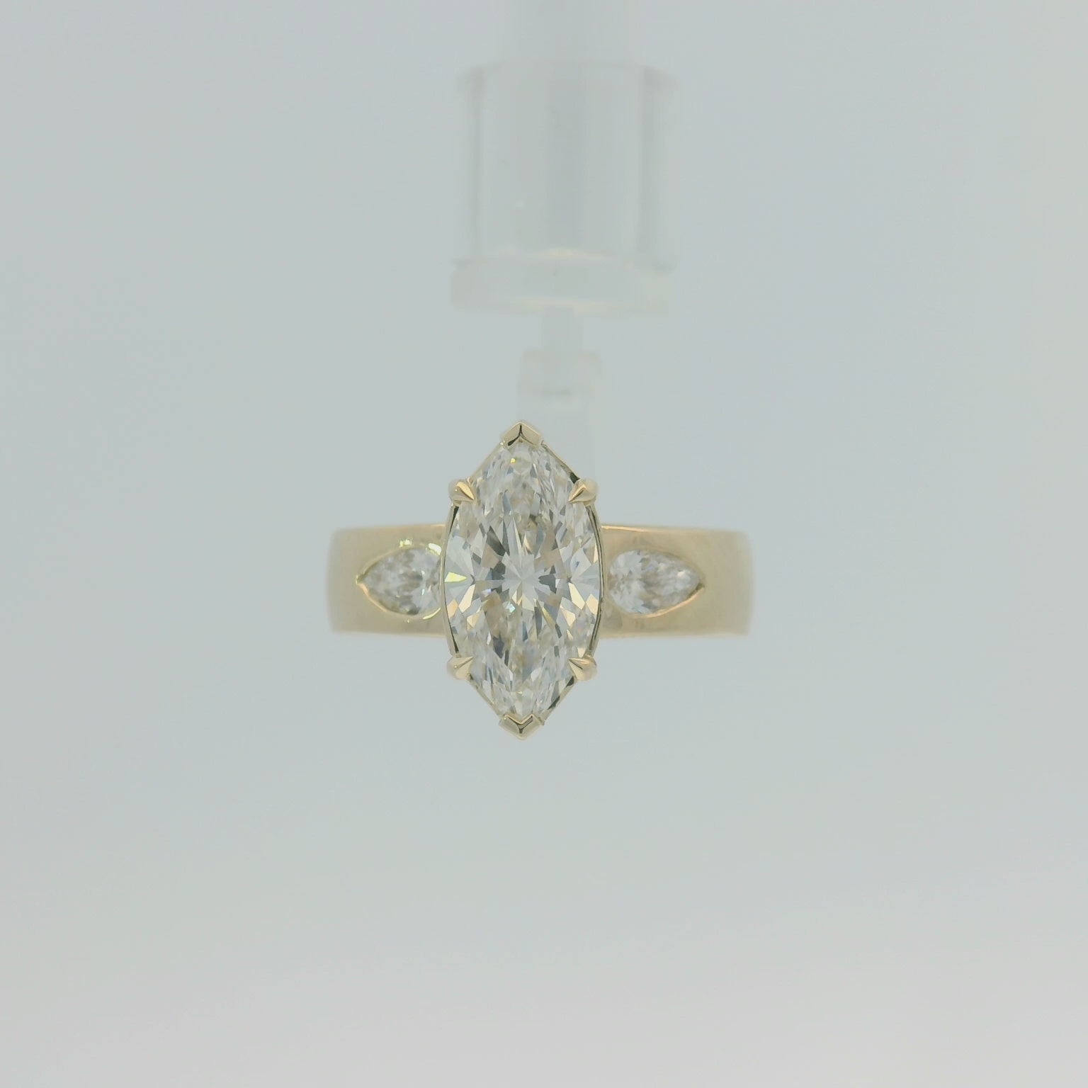 Yellow Gold Solitaire Ring with Cushion Cut Diamond
