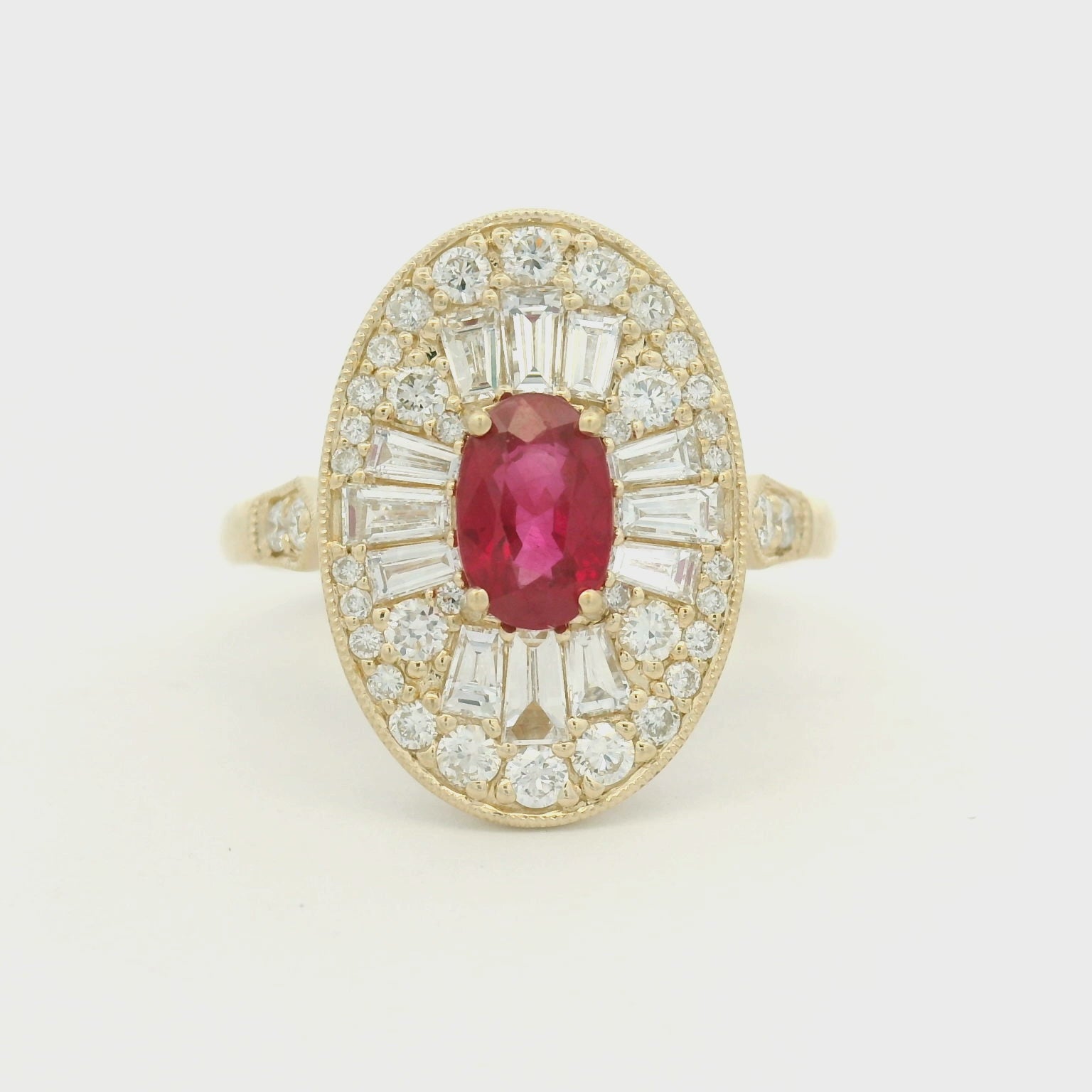 14KYG Diamond and Ruby Ring