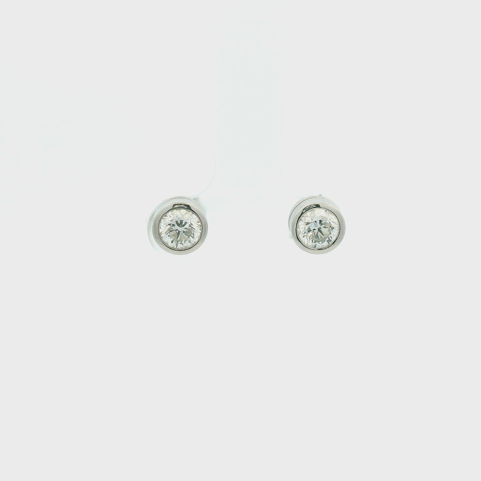 14KWG Bezel Set Diamond Stud Earrings