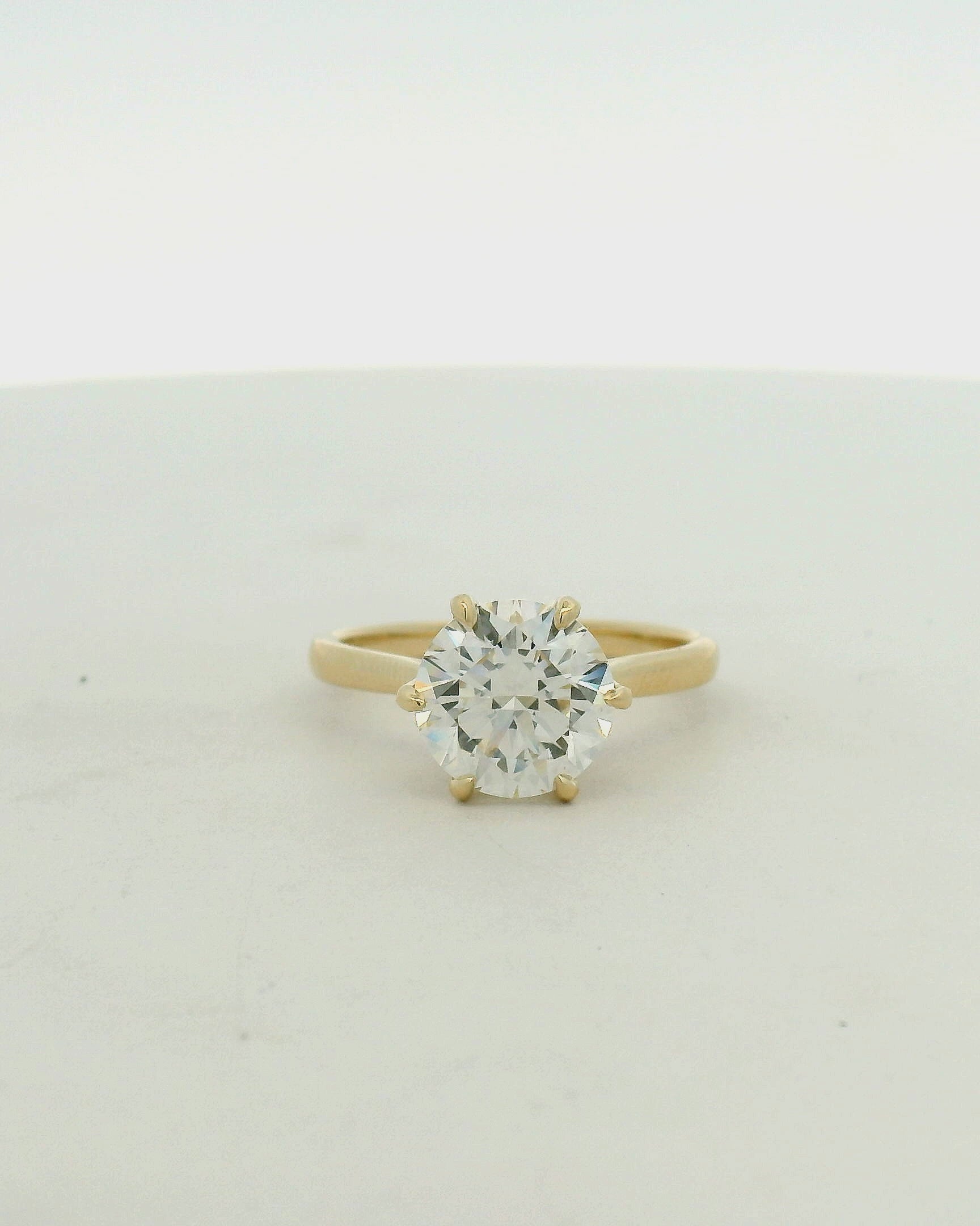 Round Cut Diamond Solitaire Ring in Yellow Gold