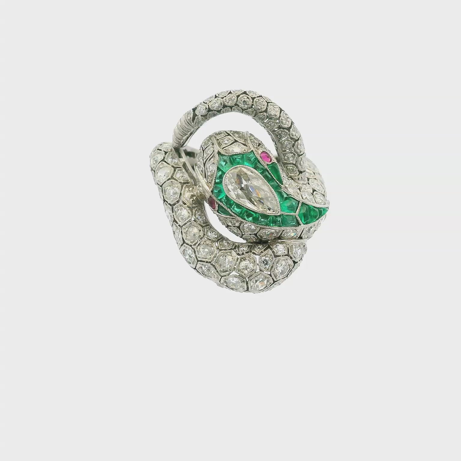 Vintage Platinum Free Form Snake Ring