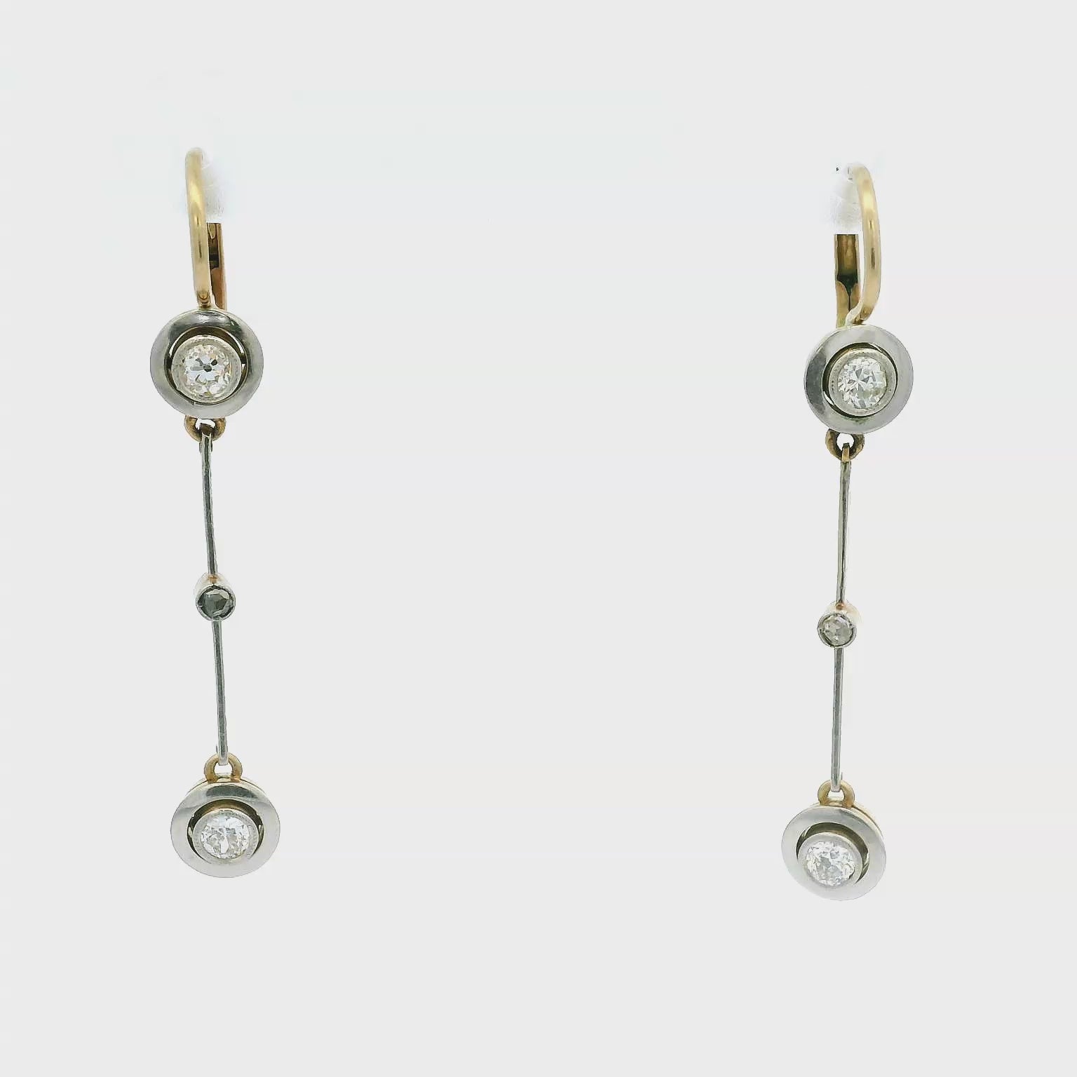 18k Gold and Platinum Vintage Diamond Earrings