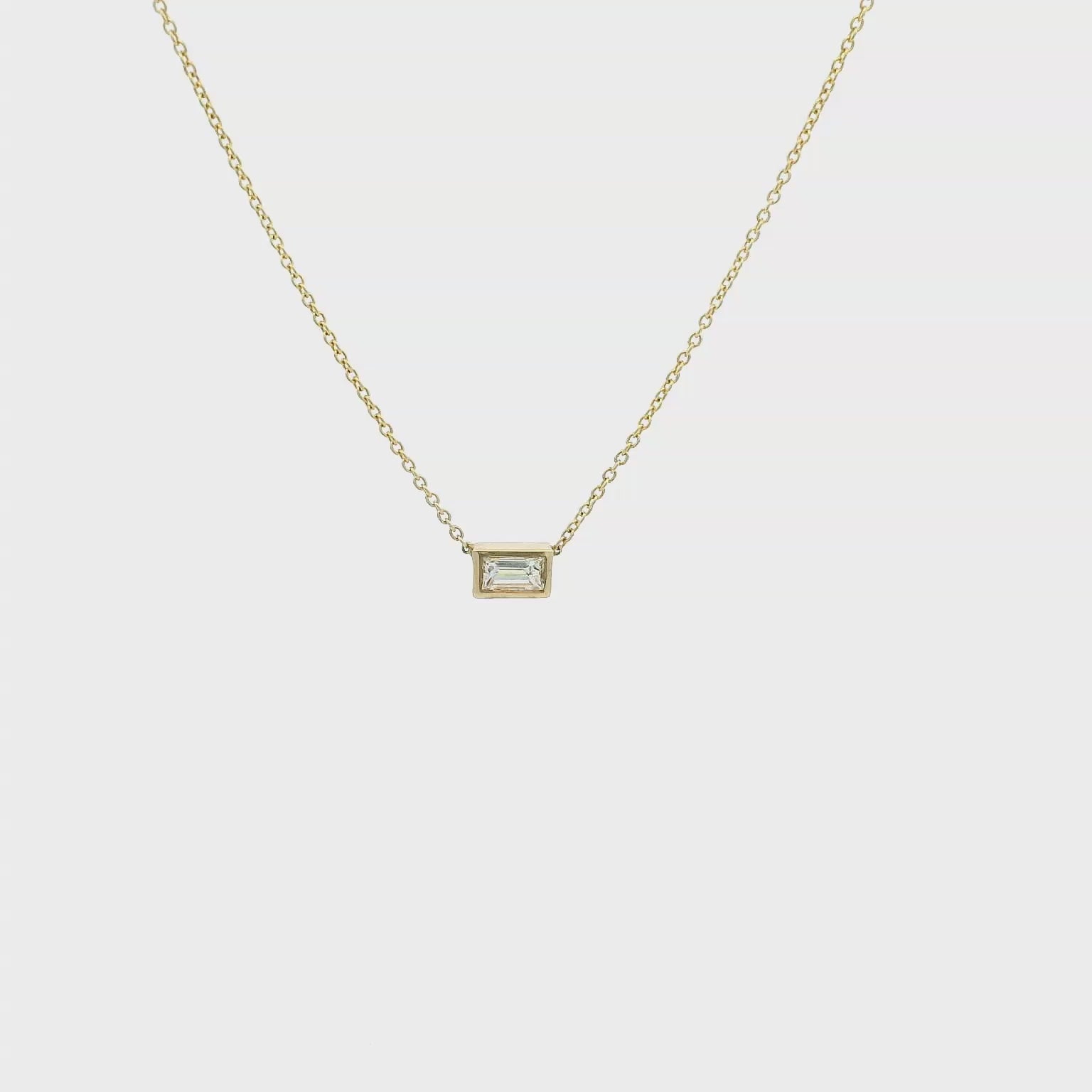 14KYG Baguette Solitaire Necklace