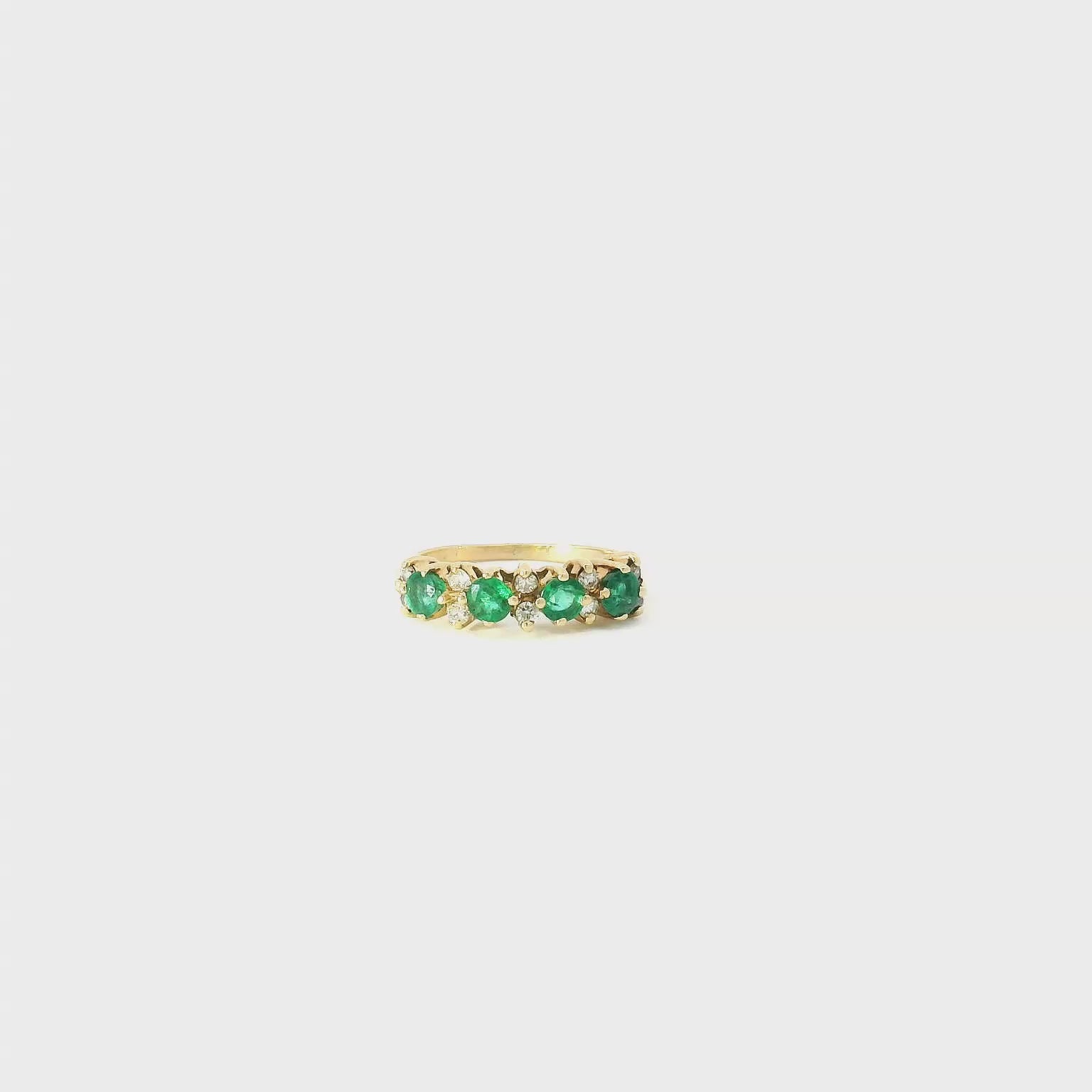 Vintage 14kyg Emerald & Diamond Ring
