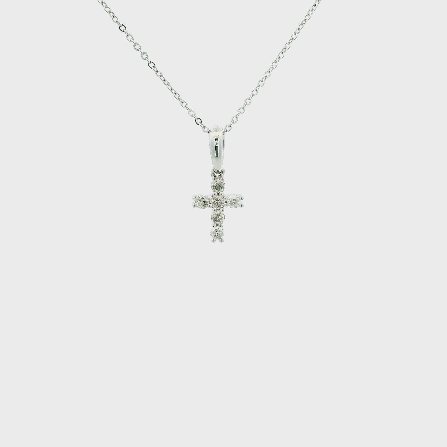 14KWG Diamond Cross Necklace