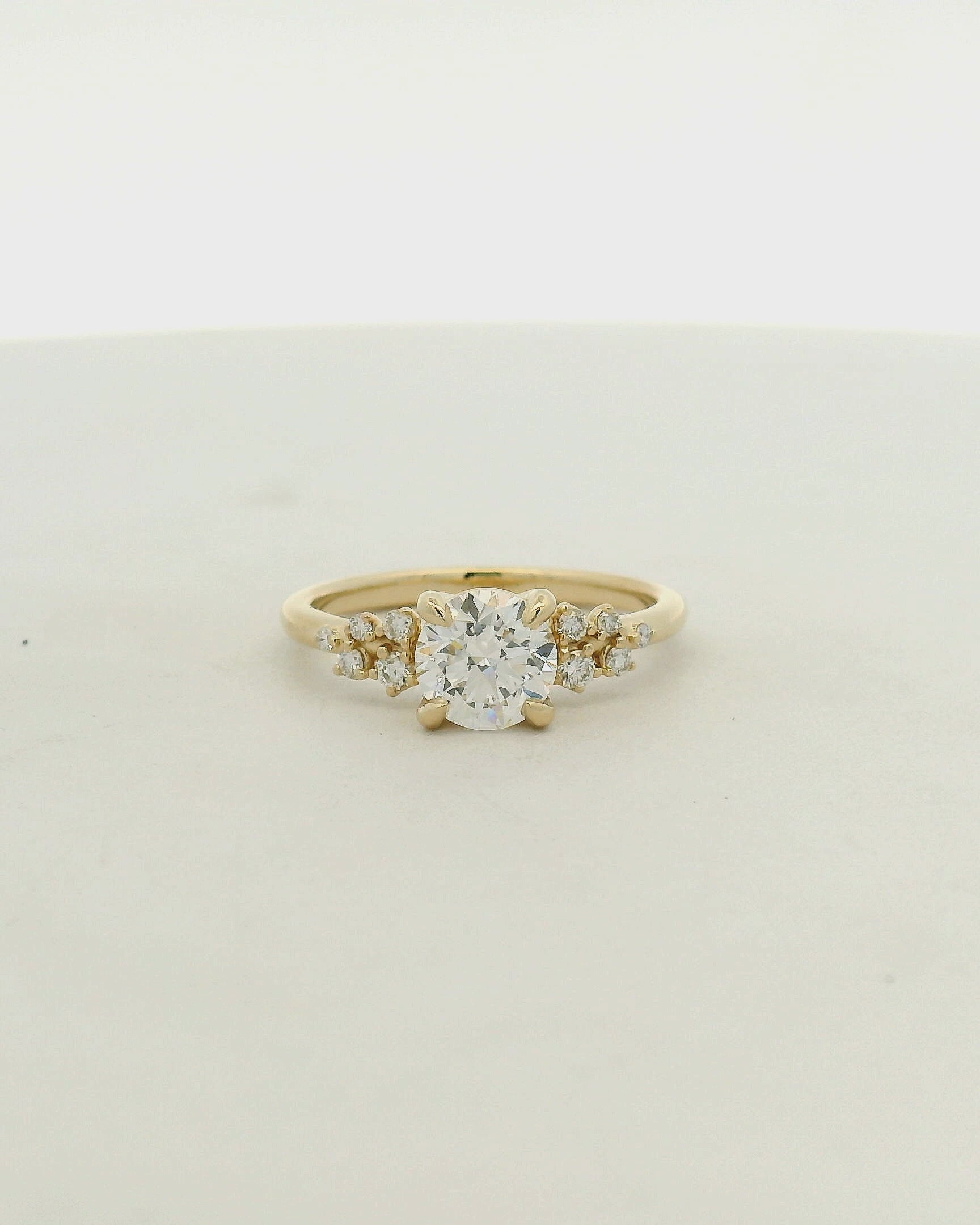 Yellow Gold Diamond Engagement Ring with Accent Stones