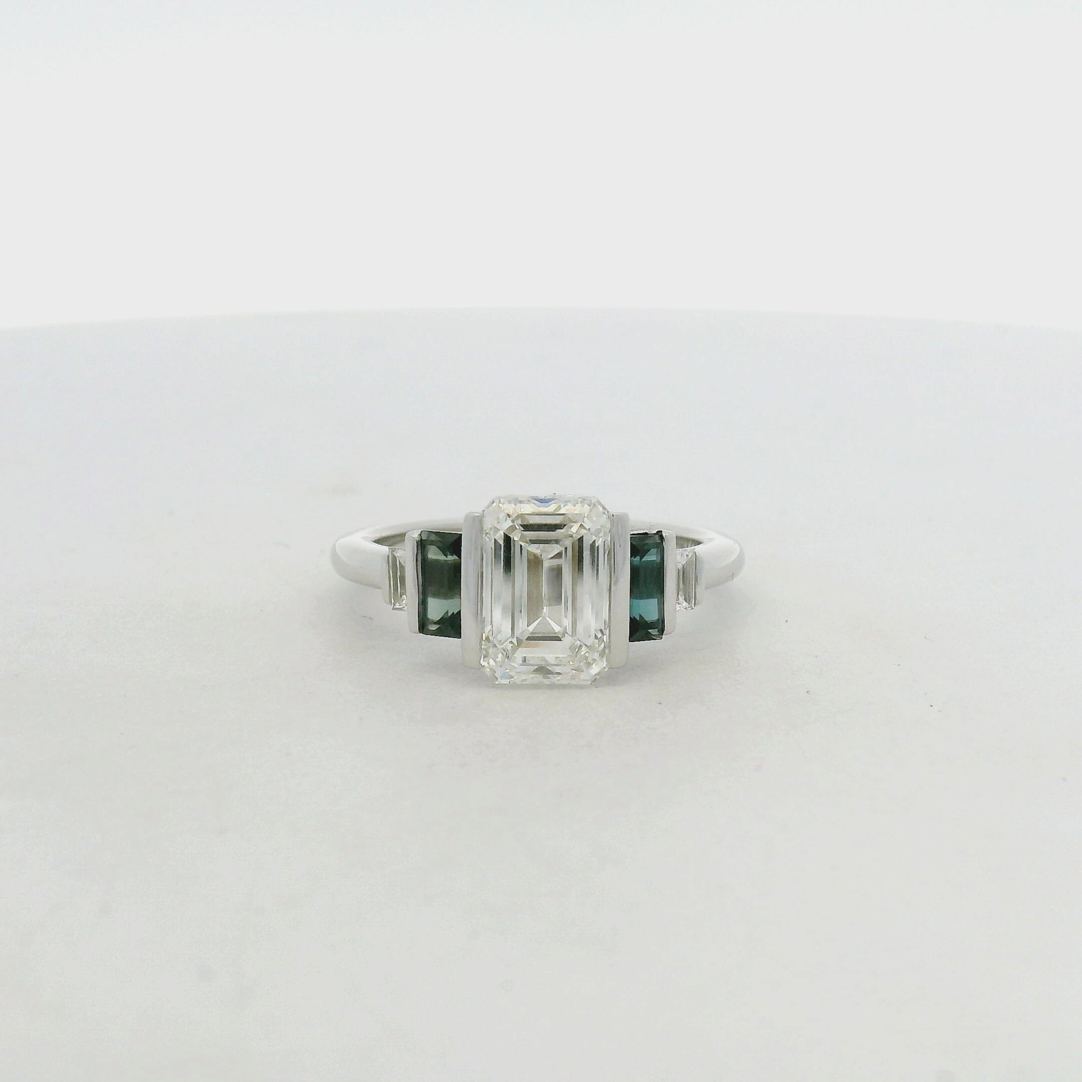 Emerald Cut Diamond Multistone Ring in White Gold