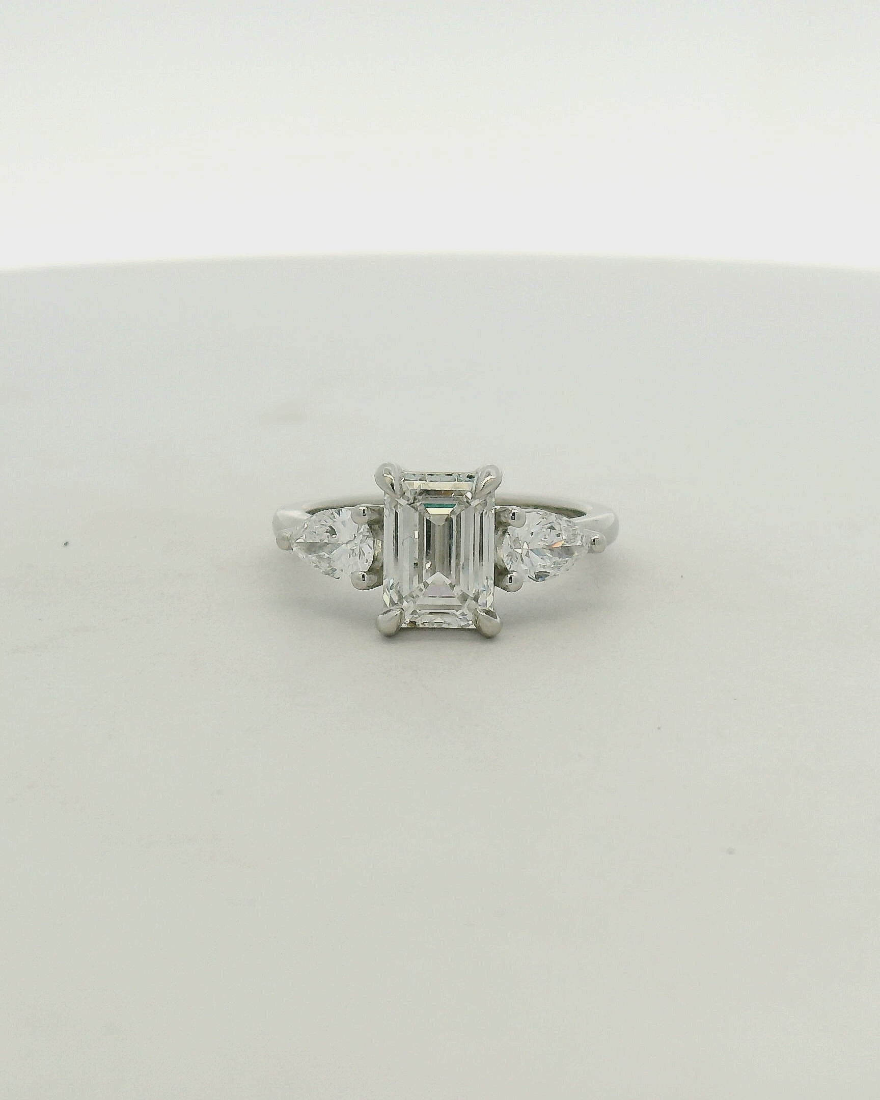 Emerald Cut Three-Stone Diamond Ring in White Gold
