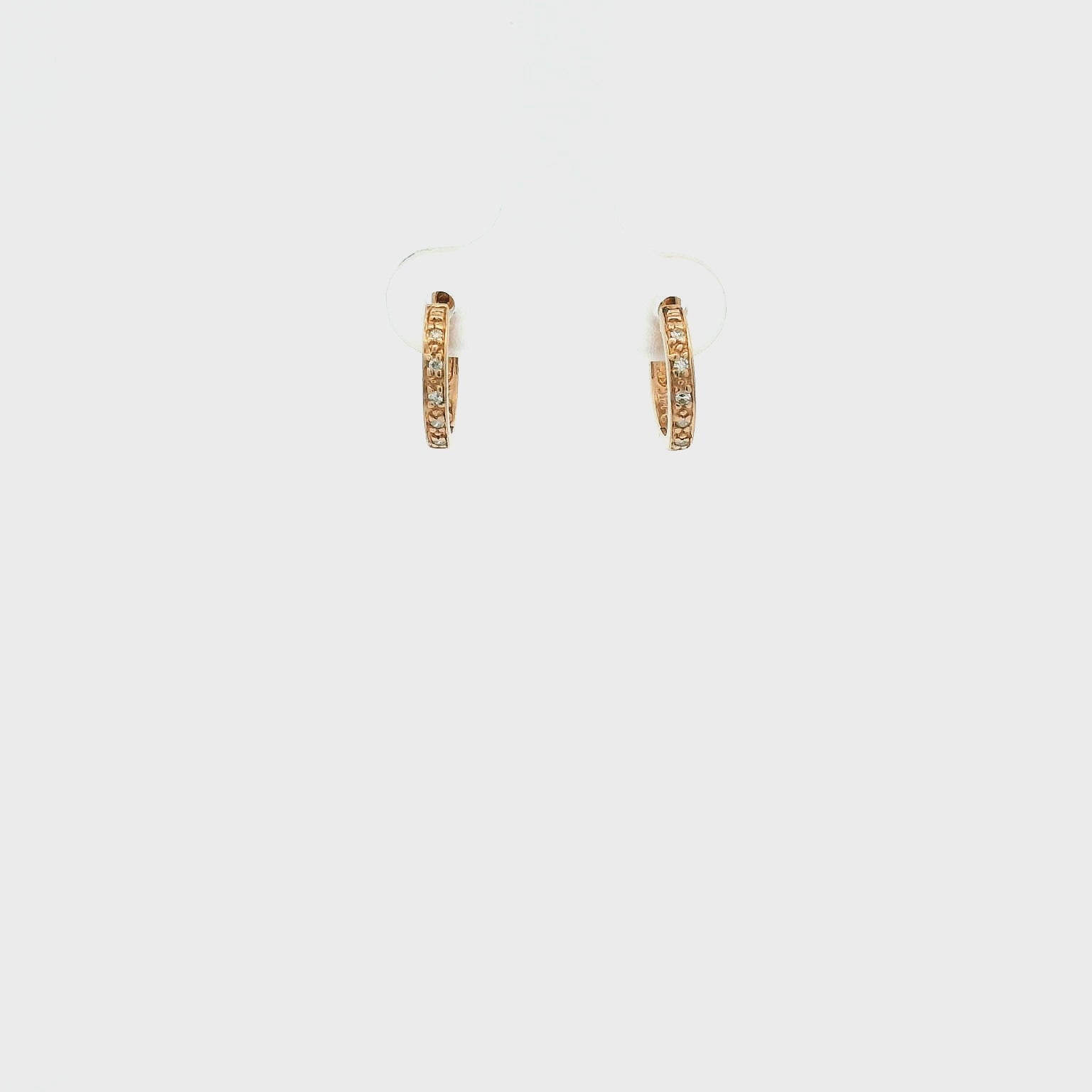 14K Rose Gold Diamond Huggie Earrings