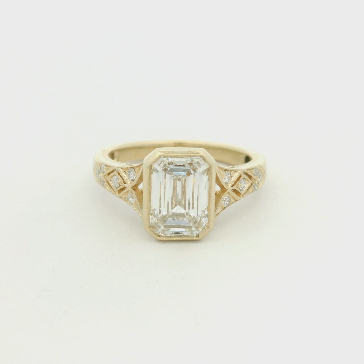 14k Yellow Gold Emerald Cut Engagement Ring