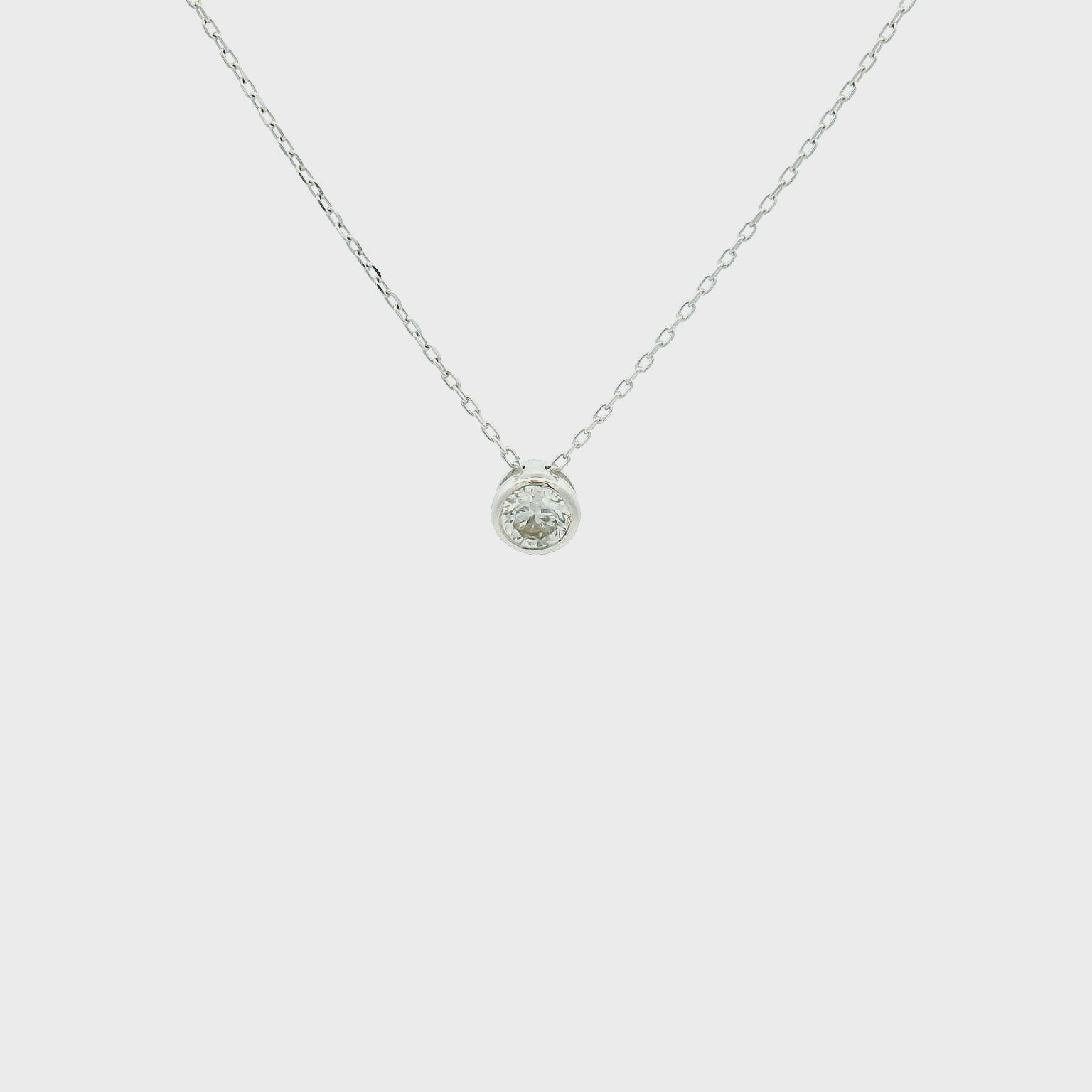 18KWG Solitaire Diamond Necklace