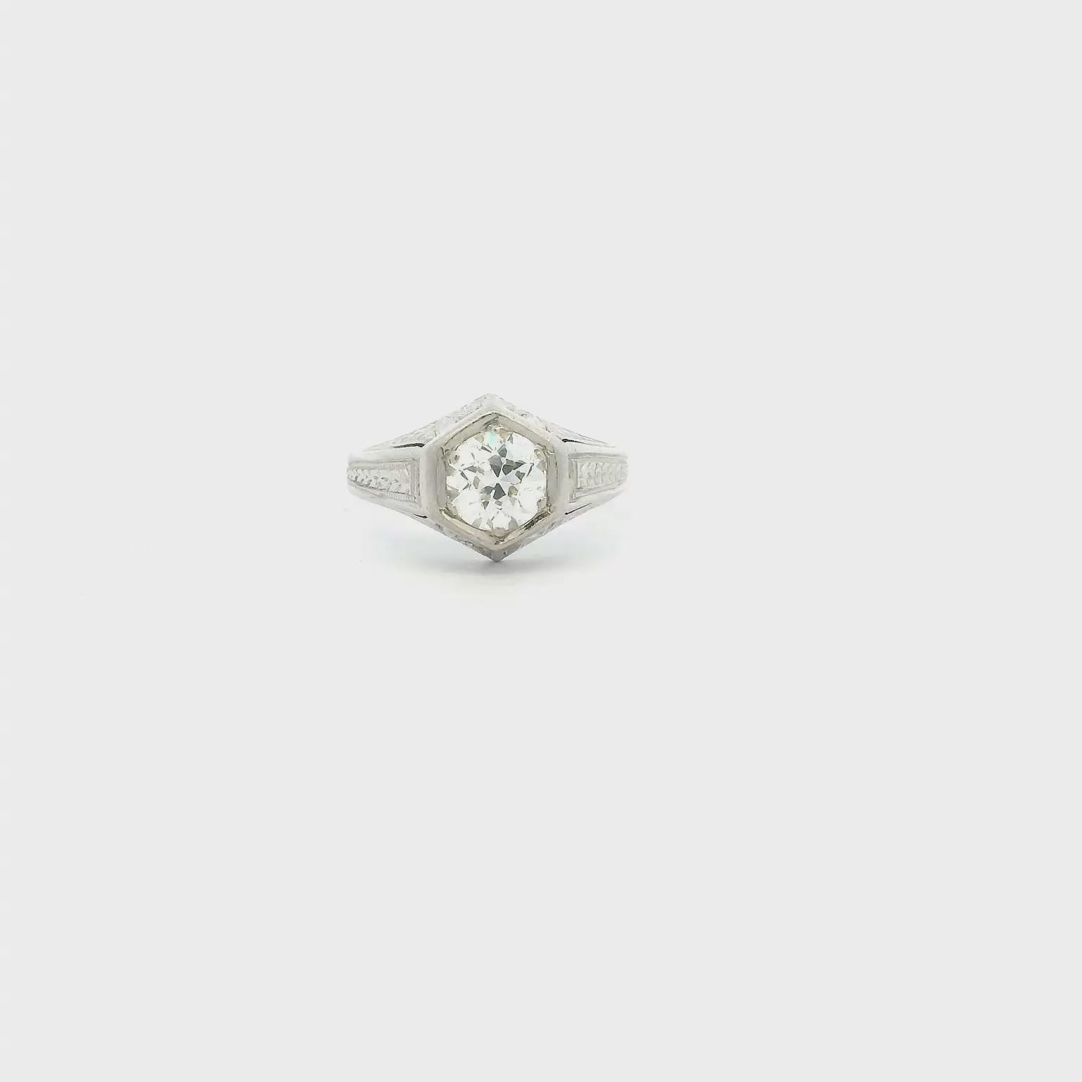 Vintage 18KWG Engagement Ring