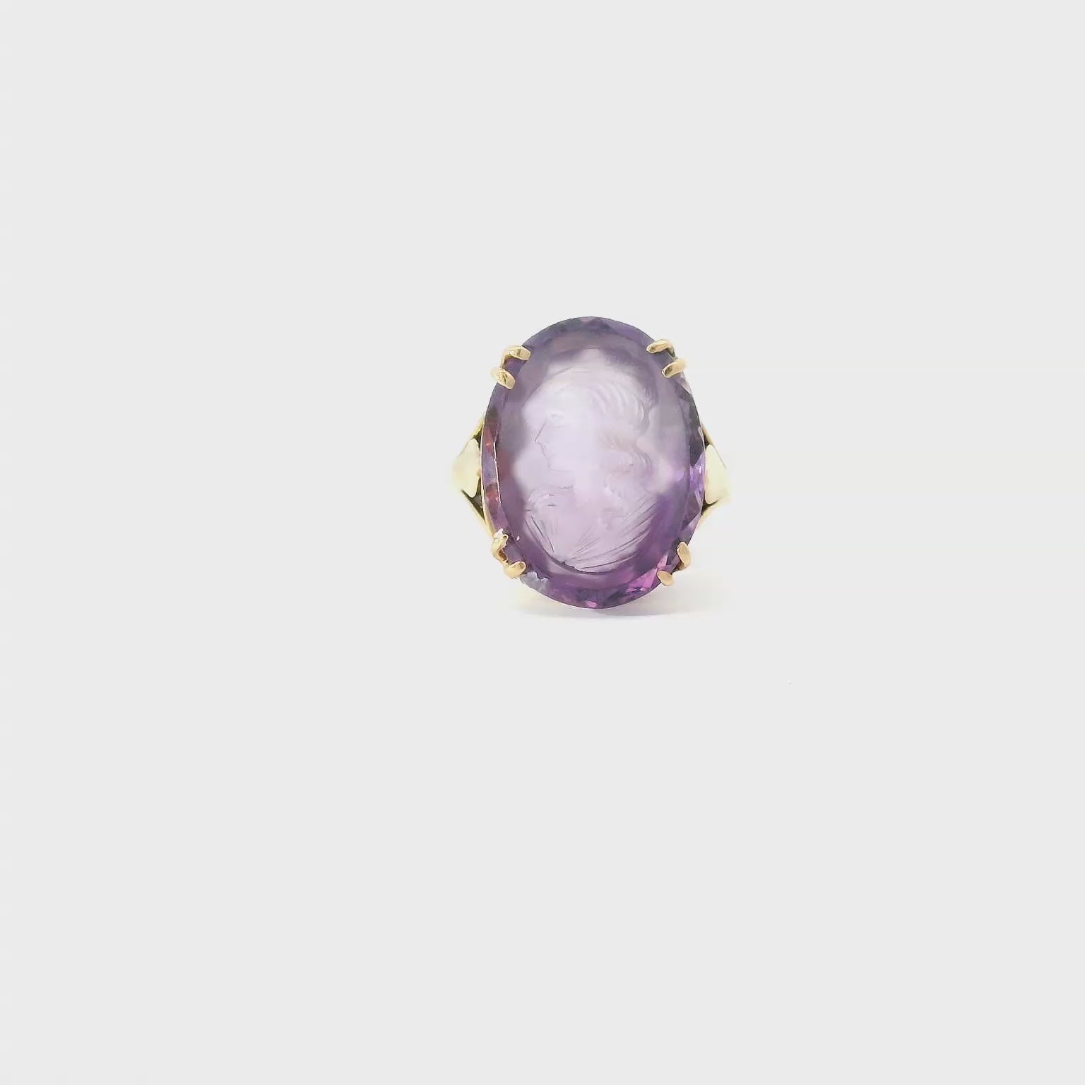 Vintage 14KYG Amethyst Intaglio Ring