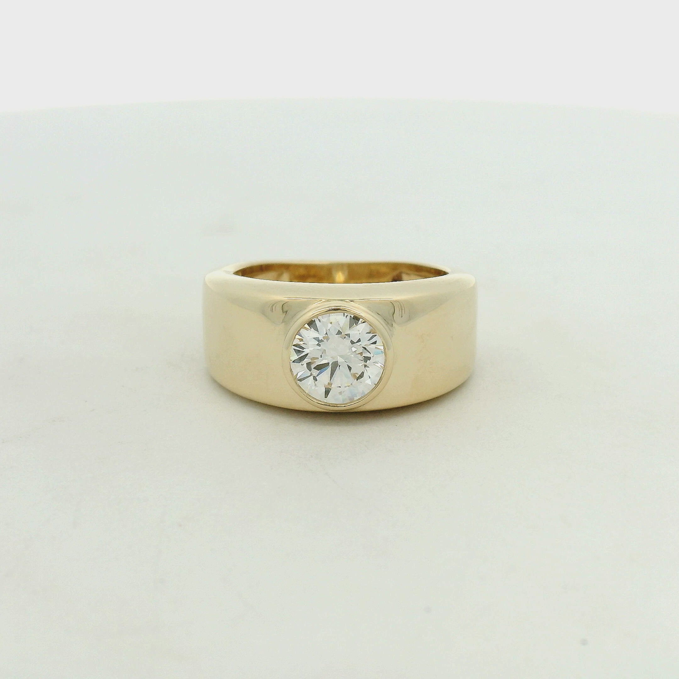Yellow Gold Bezel Set Diamond Solitaire Ring