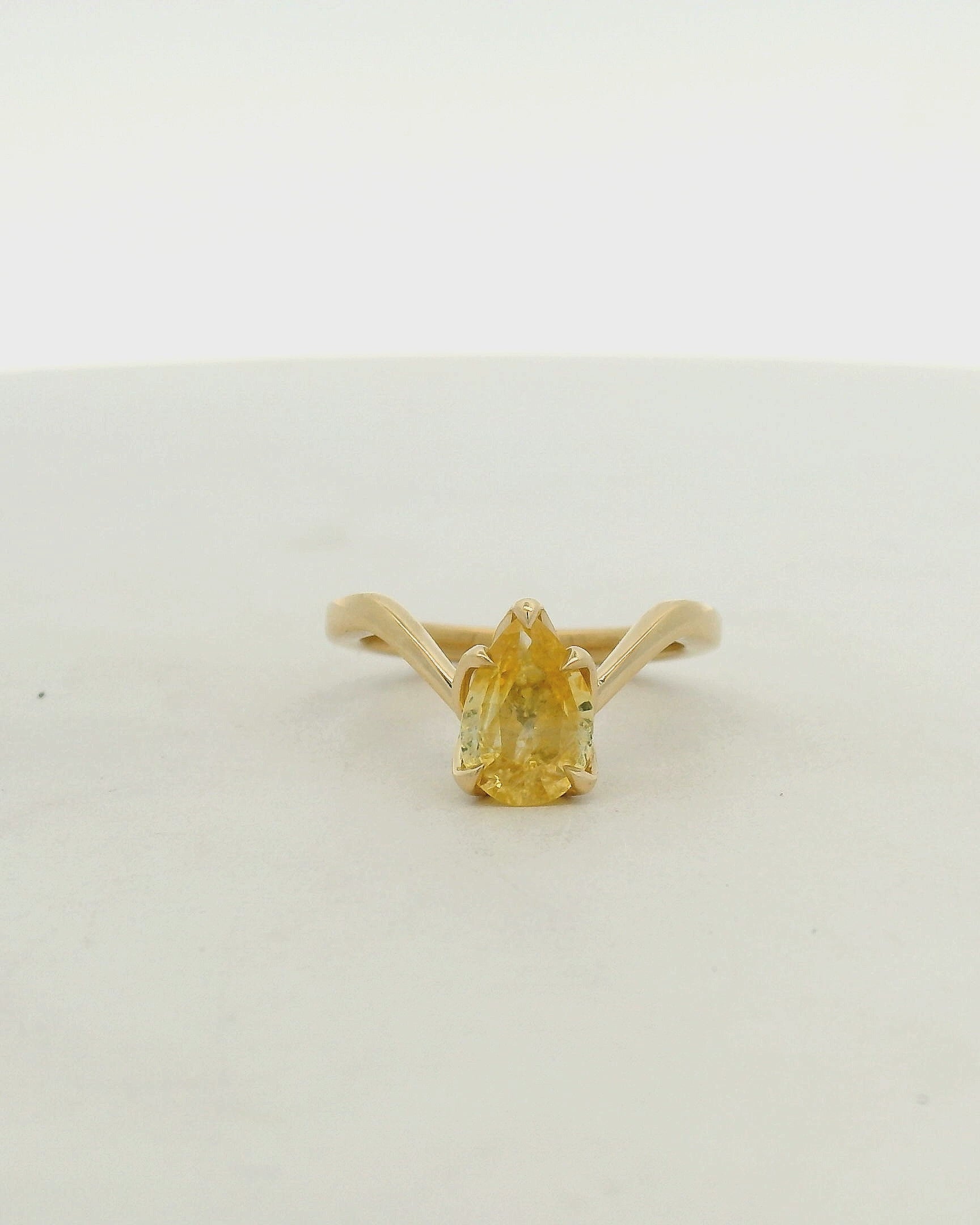 Pear-Cut Yellow Sapphire Solitaire Ring in Yellow Gold